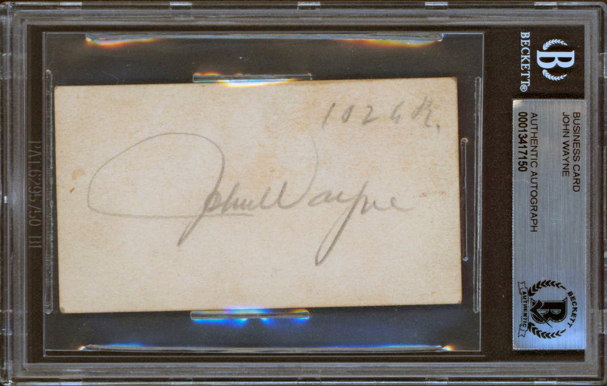 John Wayne Authentic Signed 1.75x3.5 Business Card Autographed BAS Slabbed