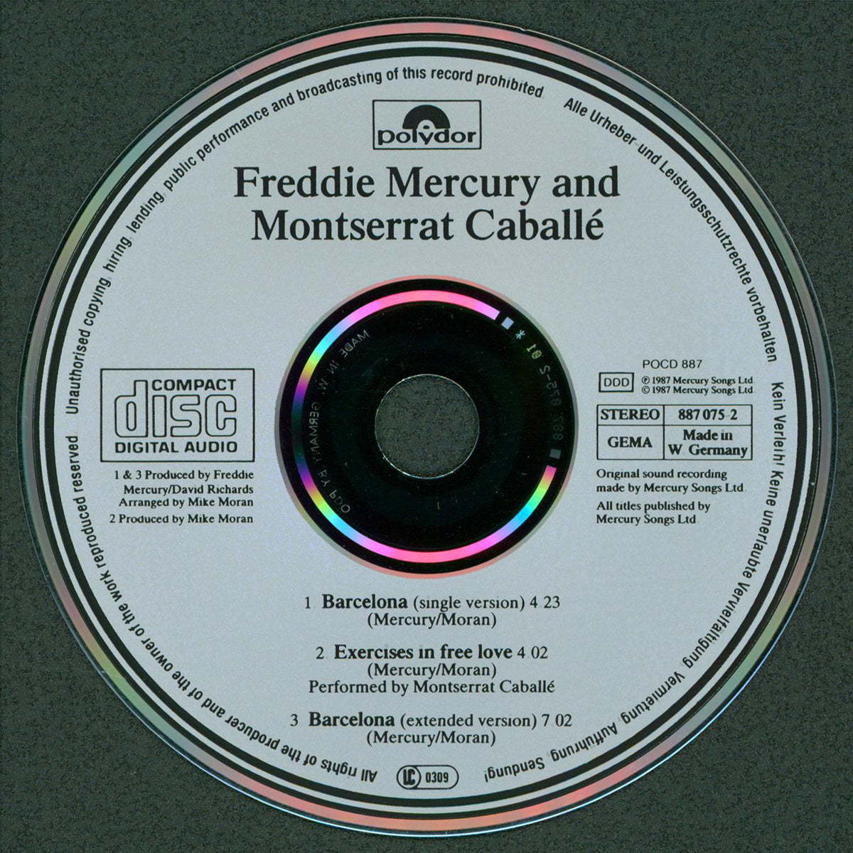 Freddie Mercury Authentic Signed Barcelona Cd Insert W/ Disk JSA #YY10694