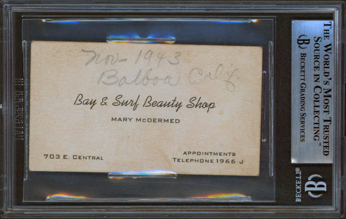 John Wayne Authentic Signed 1.75x3.5 Business Card Autographed BAS Slabbed