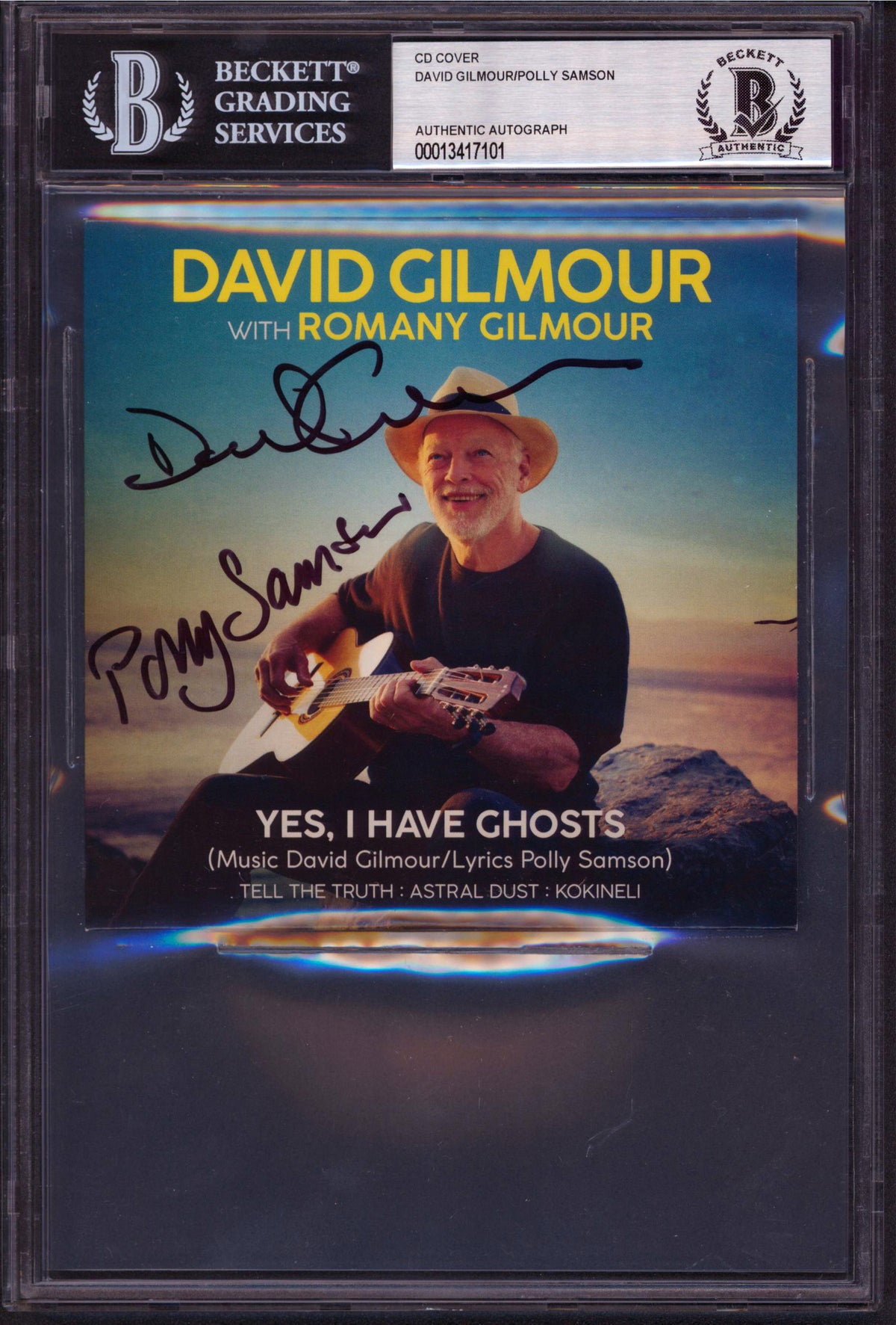 David Gilmour/Polly Samson Authentic Signed 5x5 Cd Cover Autographed BAS Slabbed