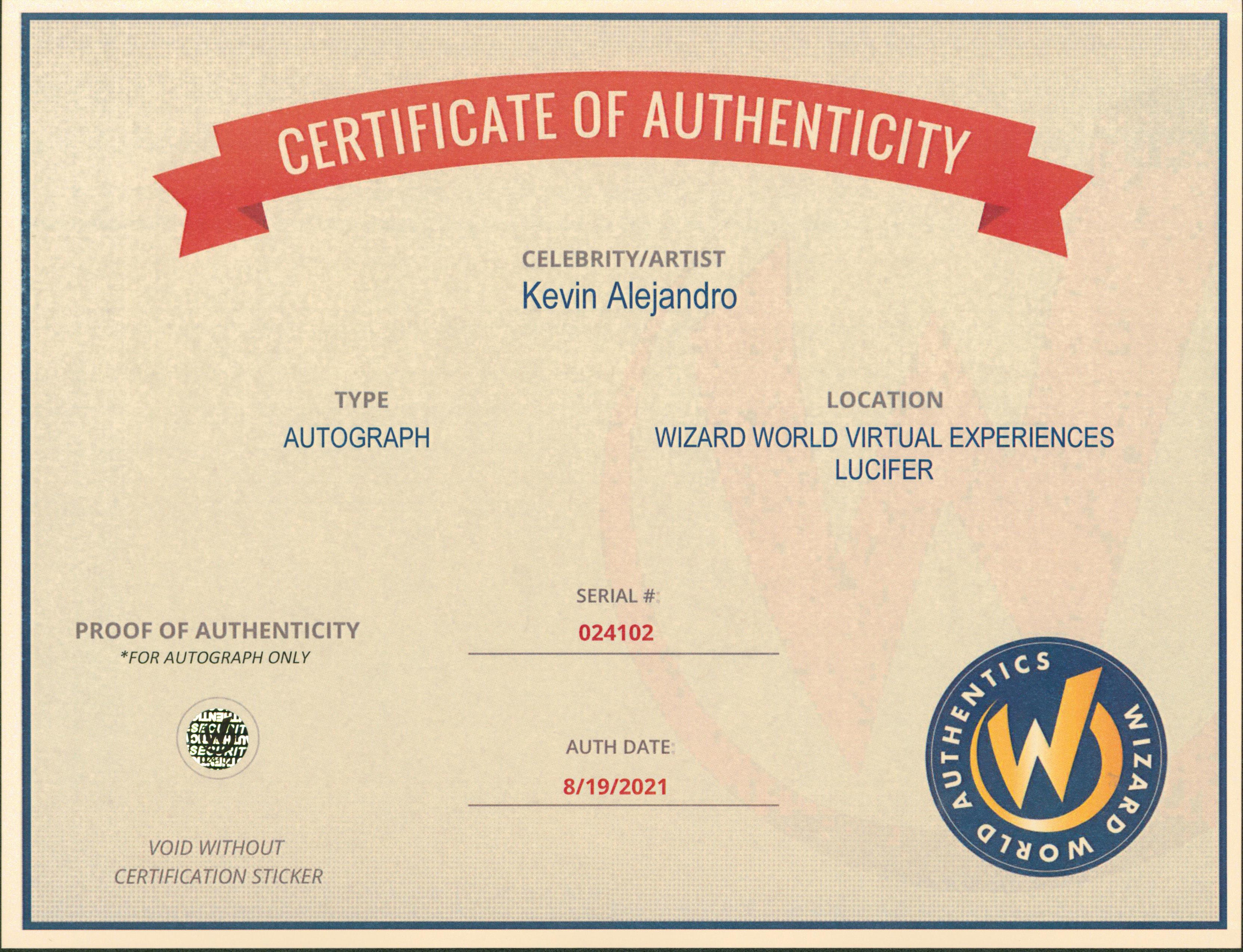 Kevin Alejandro Lucifer Authentic Signed 8x10 Photo Autographed Wizard World