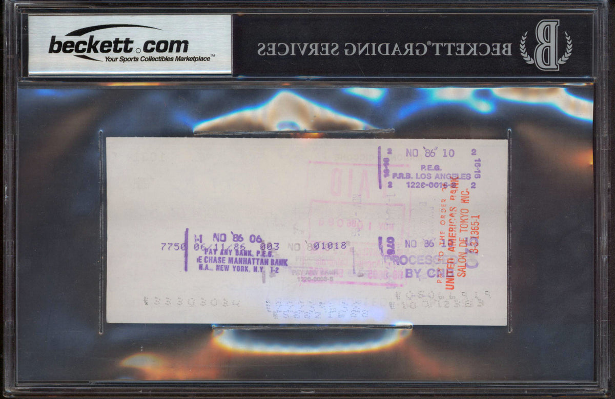 Madonna Authentic Signed 2.75x6 1986 Personal Check Auto Graded 9! BAS Slabbed