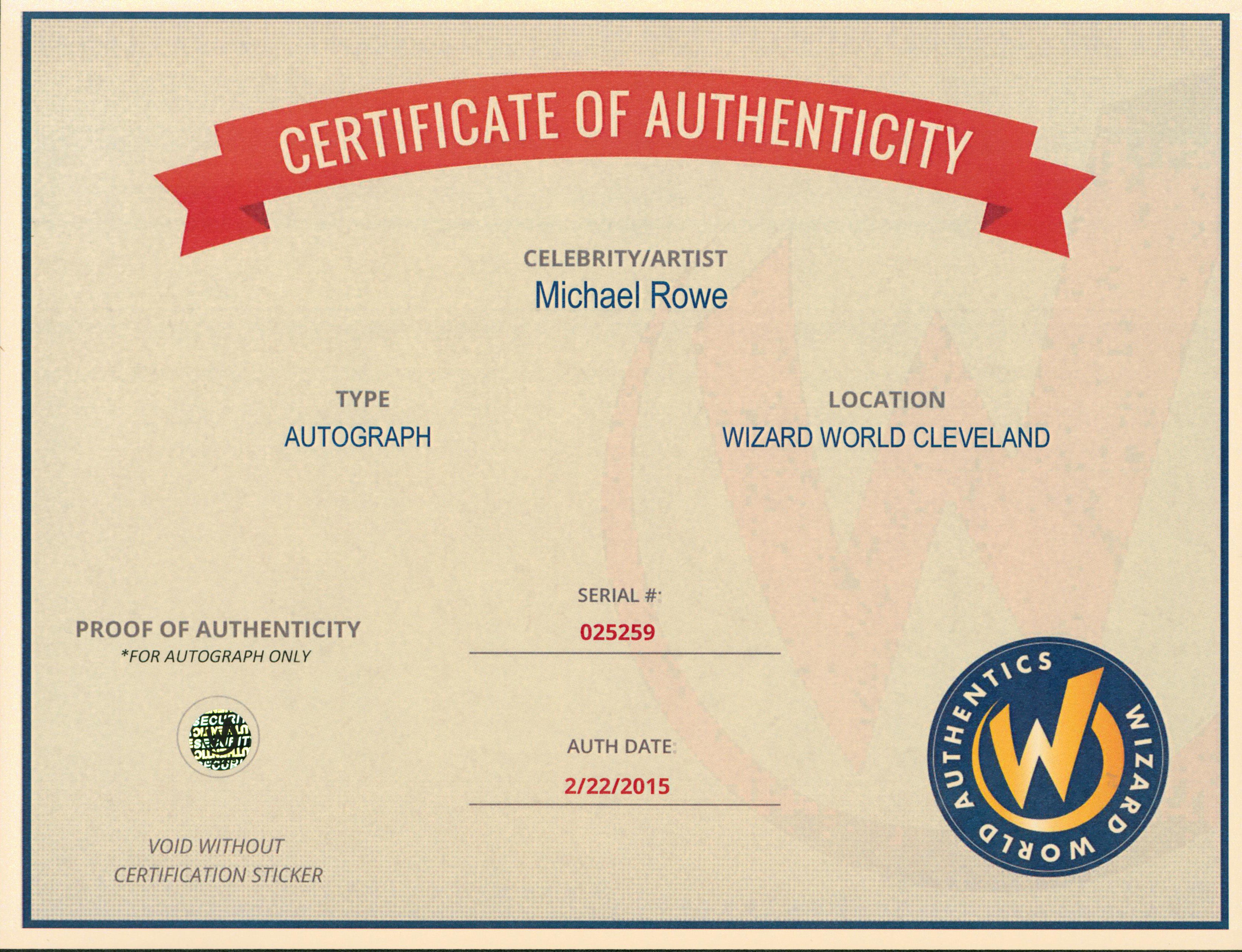 Michael Rowe Arrow Authentic Signed 8x10 Photo Autographed Wizard World #025259