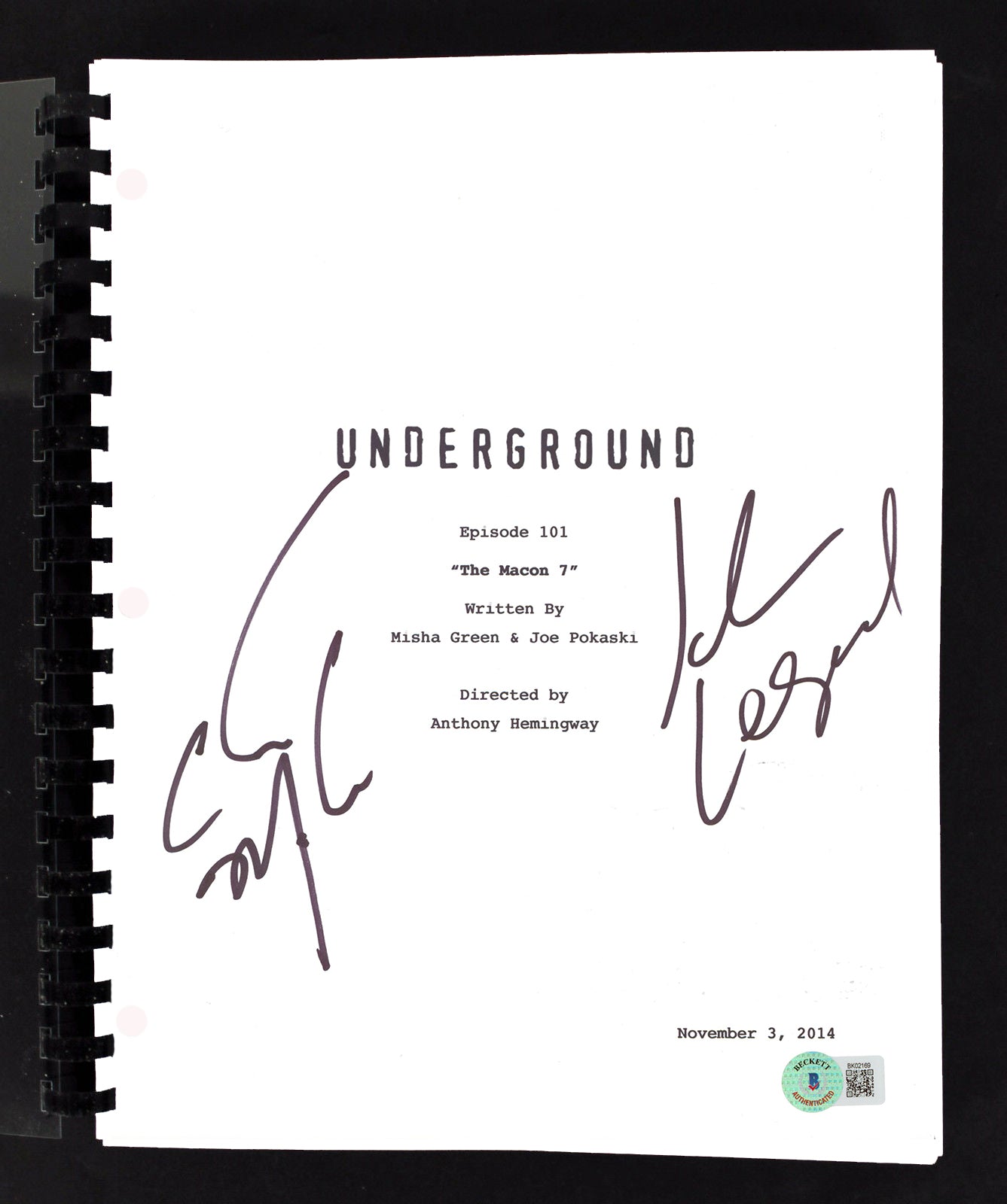 Christopher Meloni & John Legend Underground Signed Movie Script BAS #BK02169
