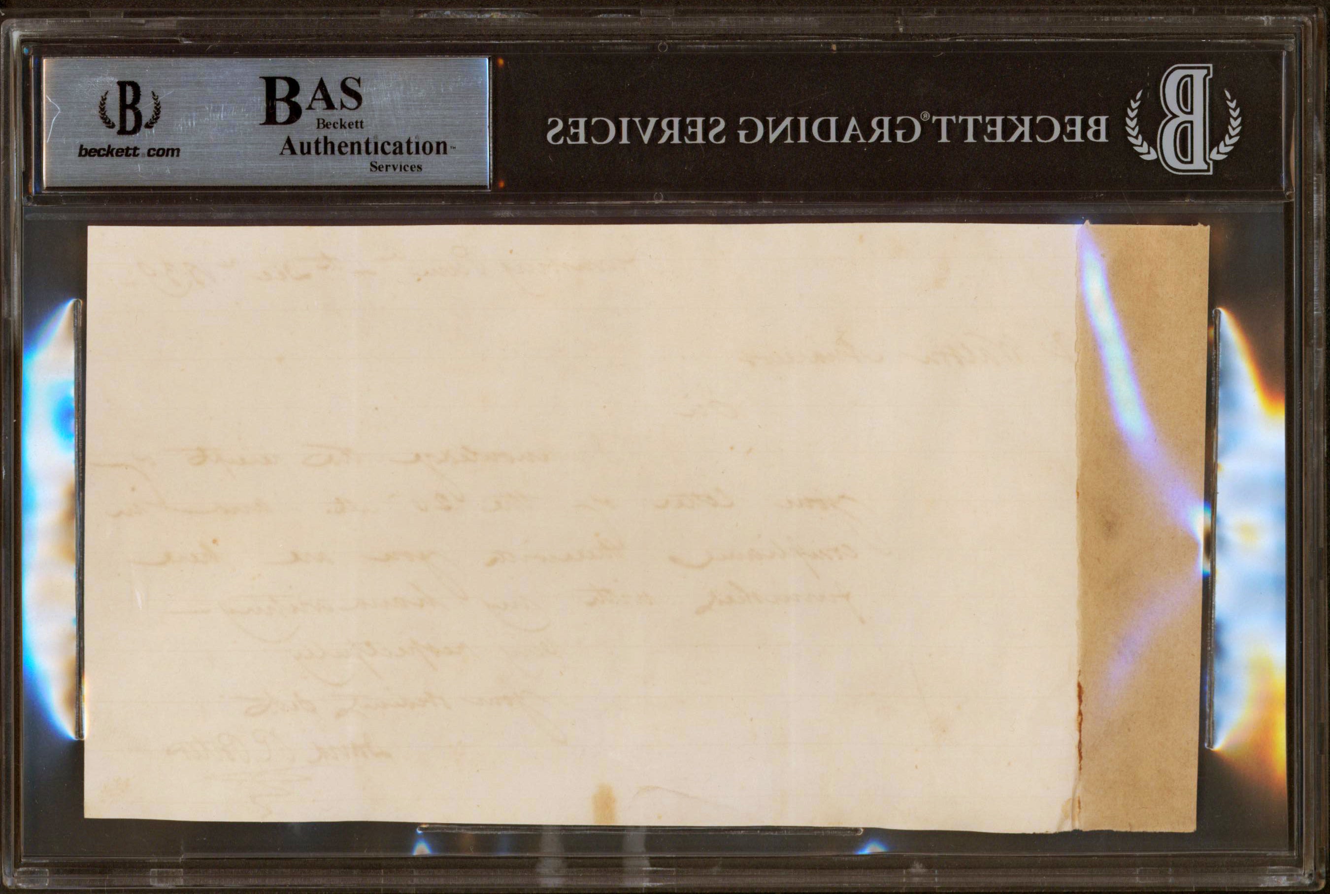 David R. Porter Authentic Signed 4x7.5 1839 Handwritten Letter BAS Slabbed