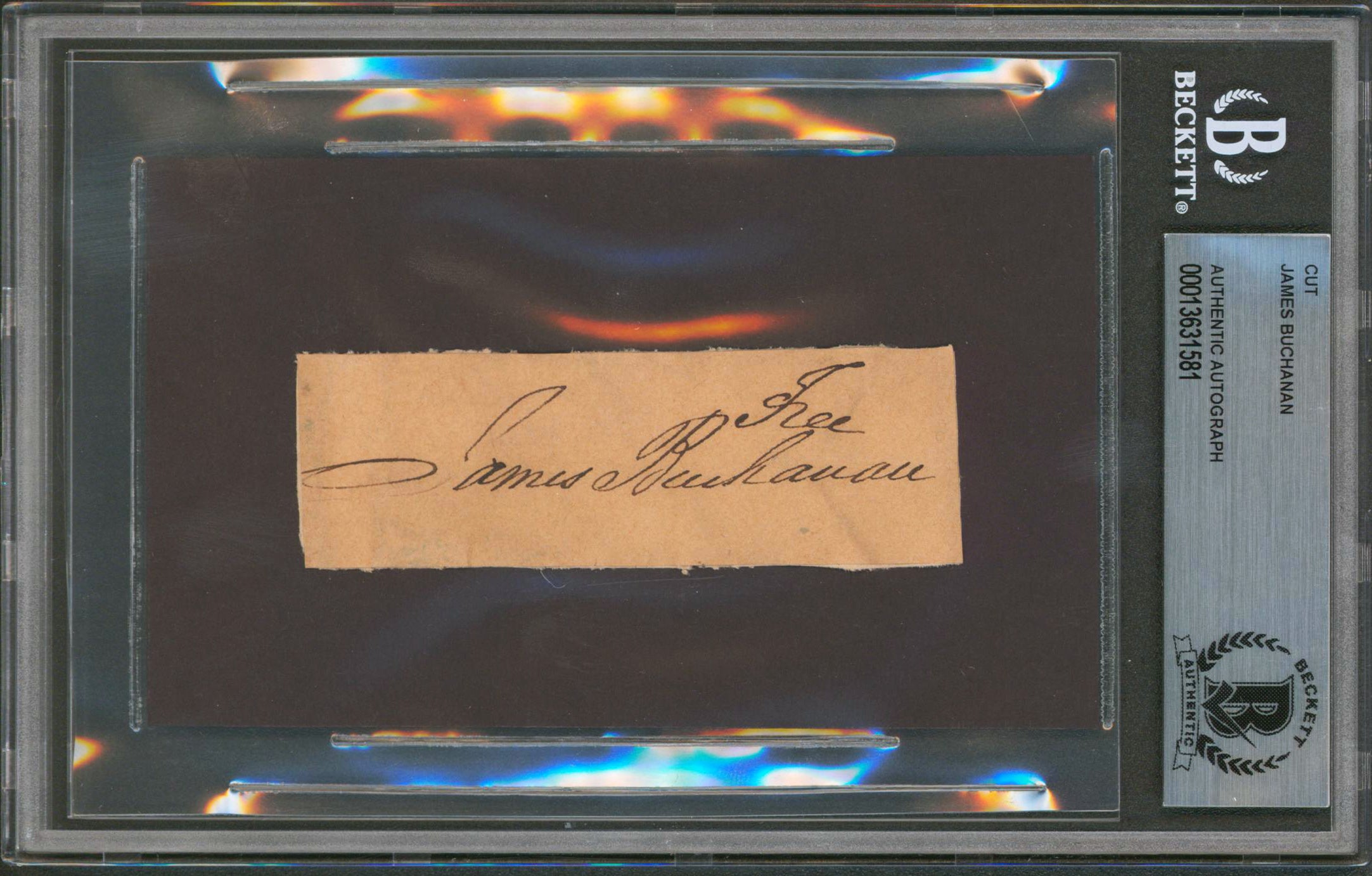James Buchanan Authentic Signed 1.25x3.5 Cut Signature Autographed BAS Slabbed