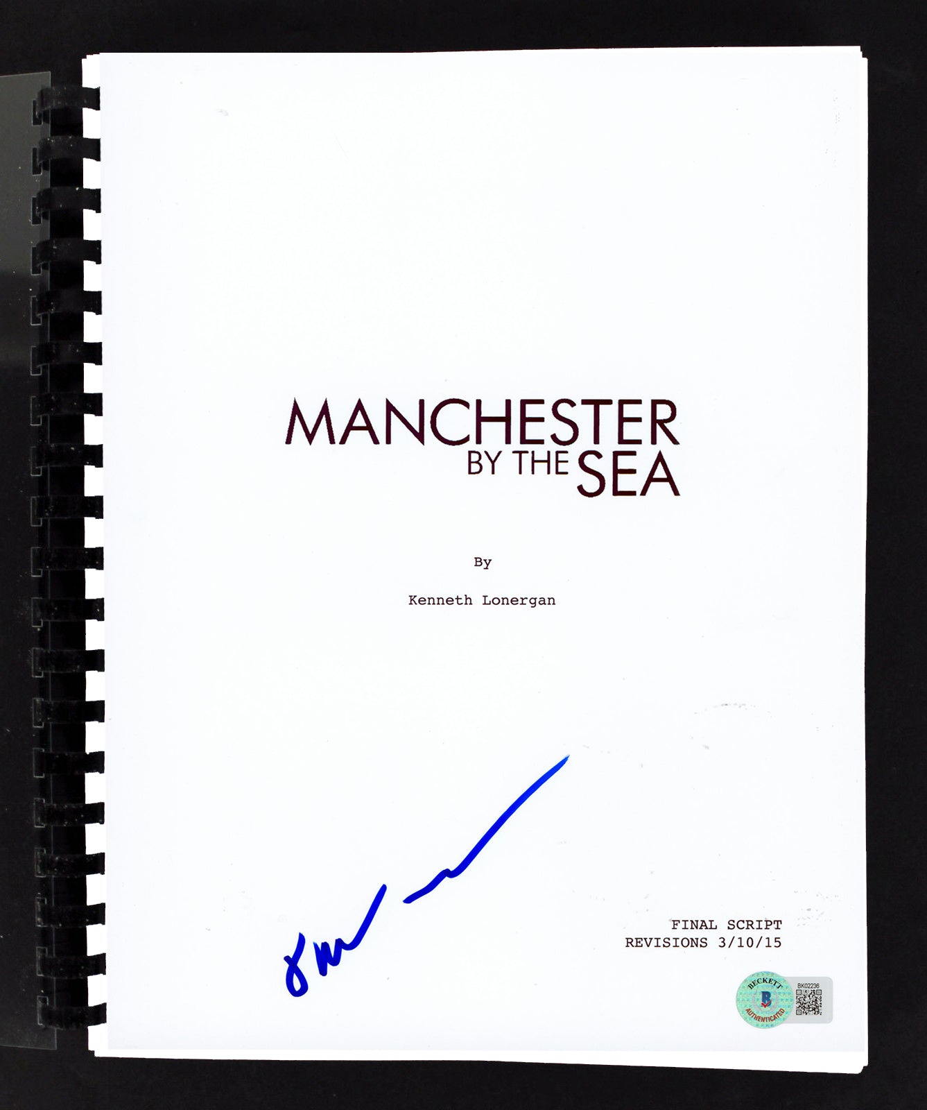 Kenneth Lonergan Manchester by the Sea Signed Movie Script BAS #BK02236