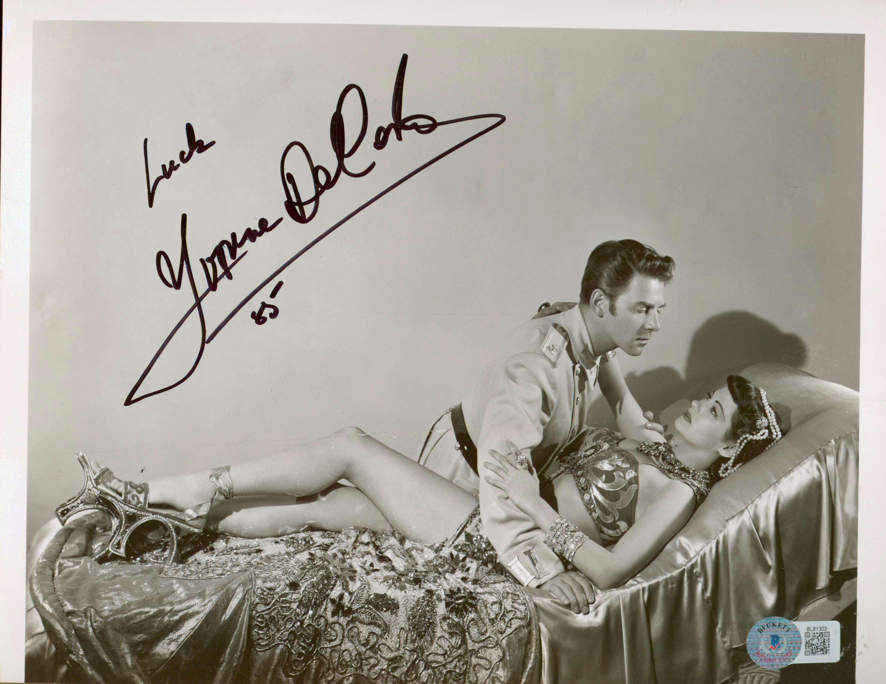 Yvonne De Carlo Song of Scheherazade "Luck" Signed 8x10 Photo BAS #BL81303