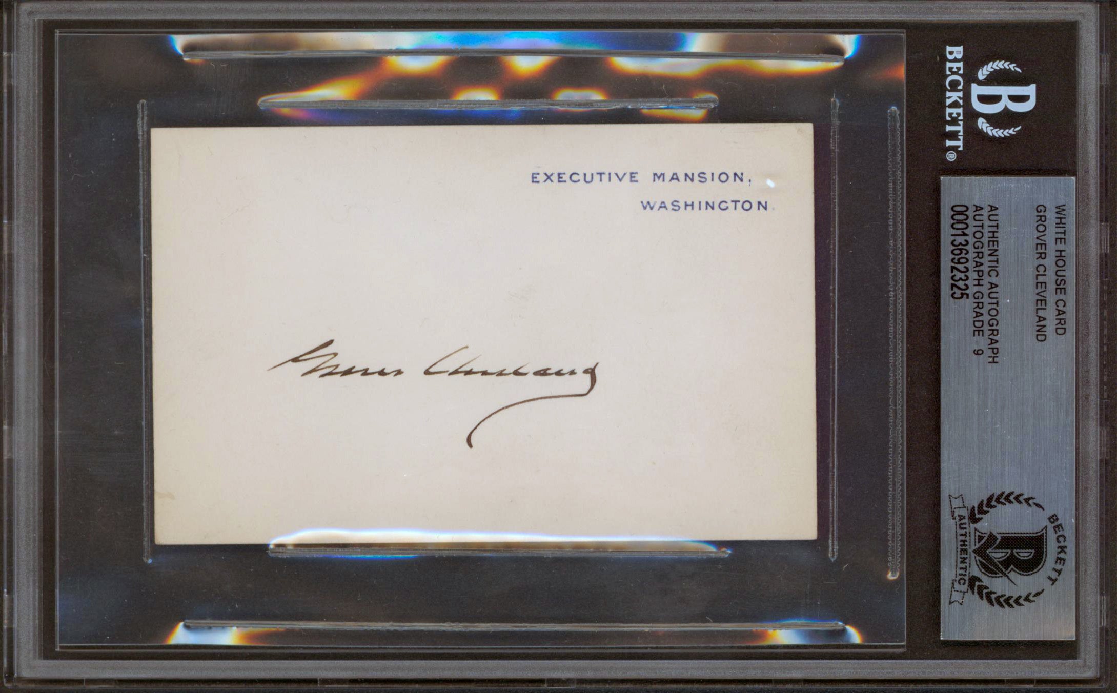 Grover Cleveland Signed 2.75x4.25 White House Card Auto Graded Mint 9! BAS Slab