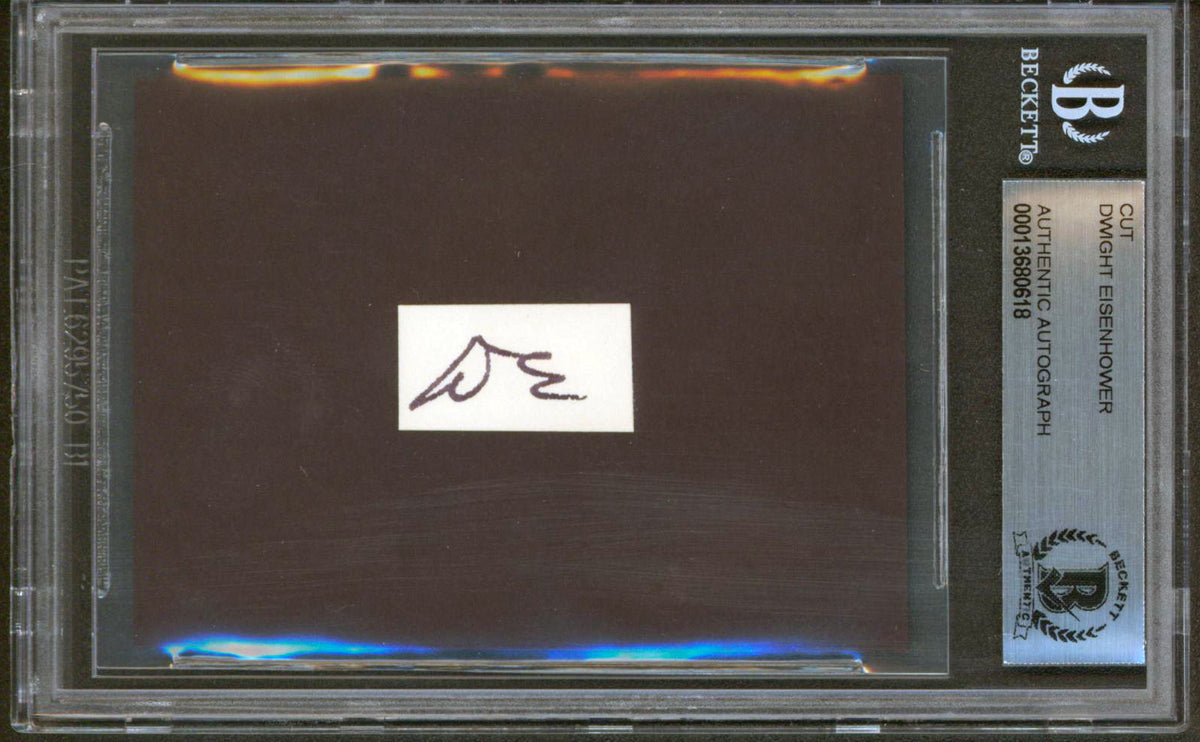 Dwight D. Eisenhower Authentic Signed .5x1 Cut Signature Autographed BAS Slabbed