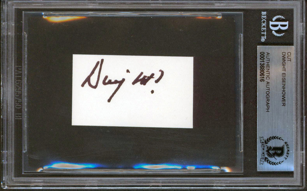 Dwight D. Eisenhower Authentic Signed 1.25x2 Cut Signature Autographed BAS Slab
