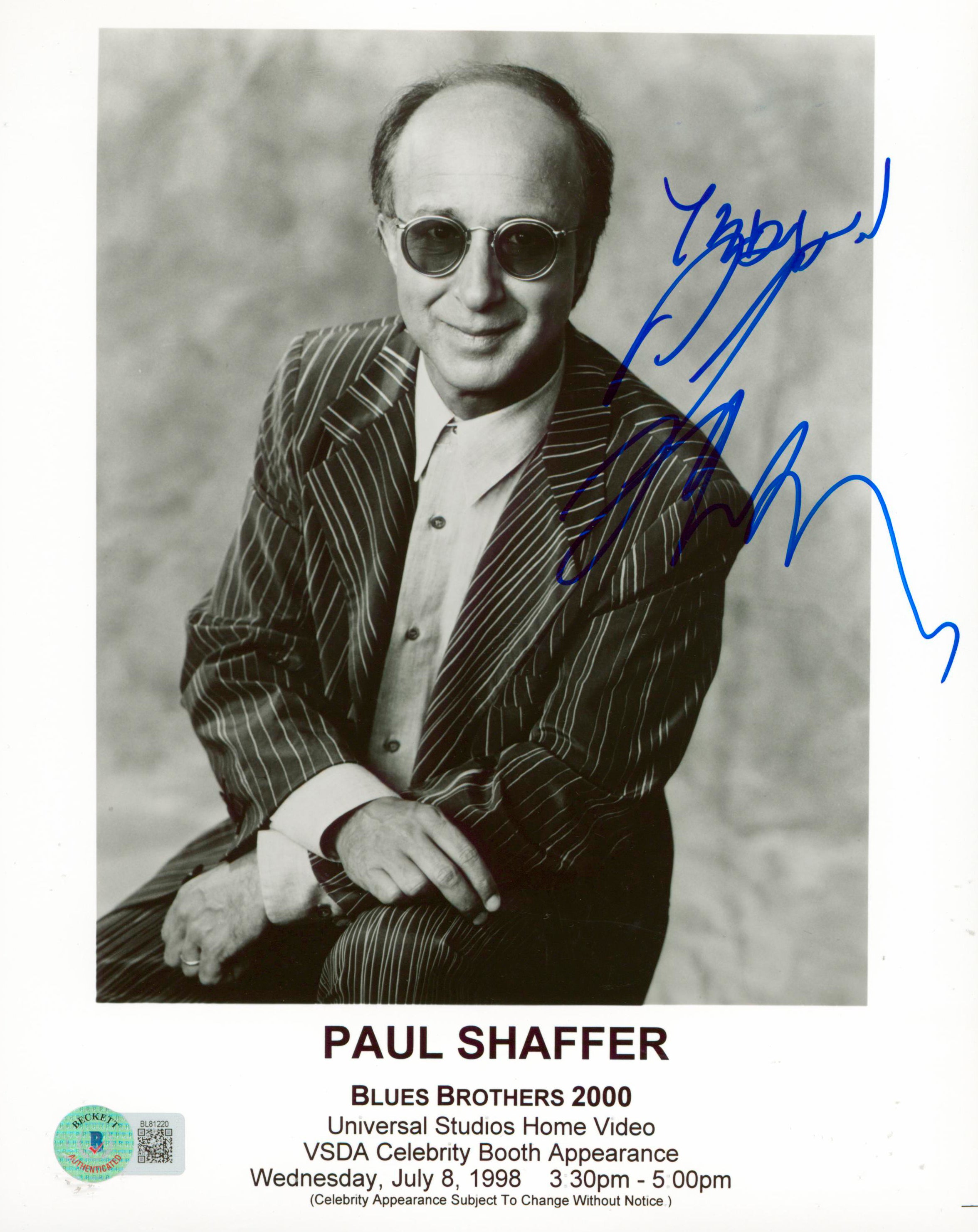 Paul Shaffer Blues Brothers 2000 Authentic Signed 8x10 Photo BAS #BL81220