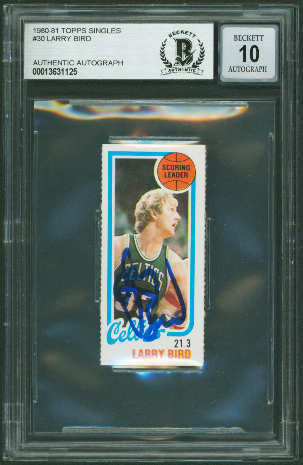 Celtics Larry Bird Signed 1980 Topps Singles #30 Card Auto Graded 10 BAS Slabbed