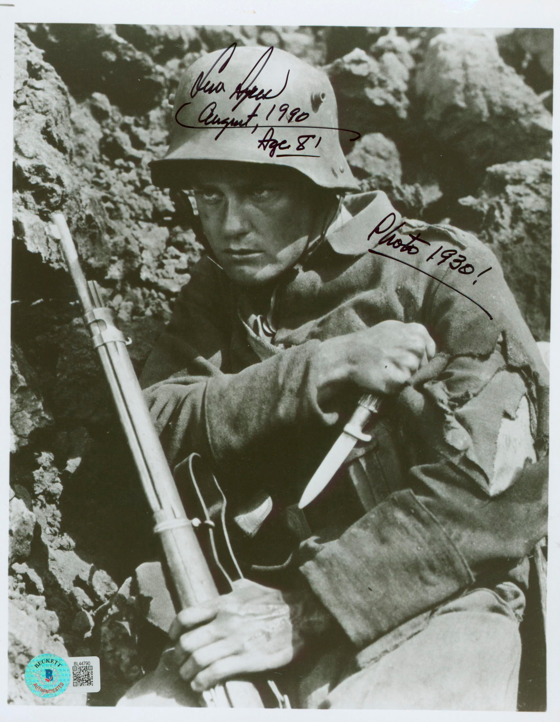 Lew Ayres All Quiet on the Western Front Signed 8x10 Photo BAS #BL44790