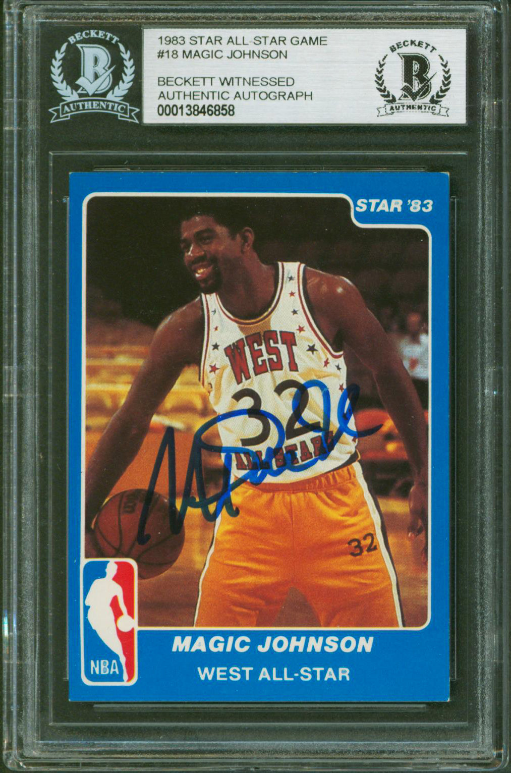 Lakers Magic Johnson Authentic Signed 1983 Star All-Star Game #18 Card BAS Slab