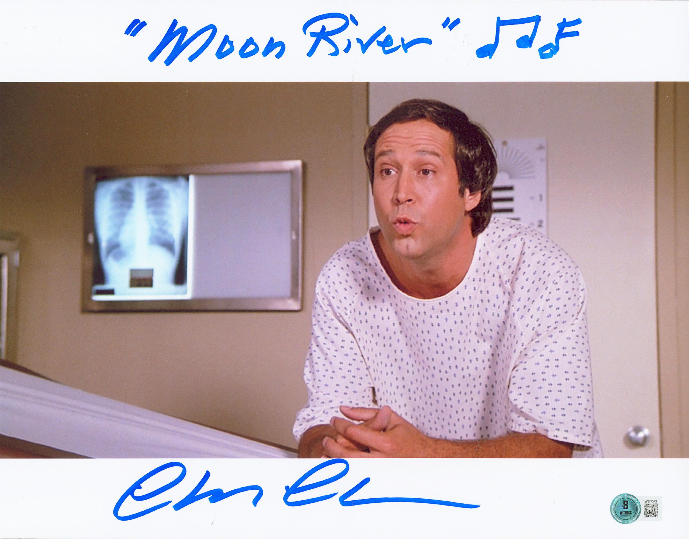 Chevy Chase Fletch "Moon River" Authentic Signed 11x14 Photo BAS #1W377549