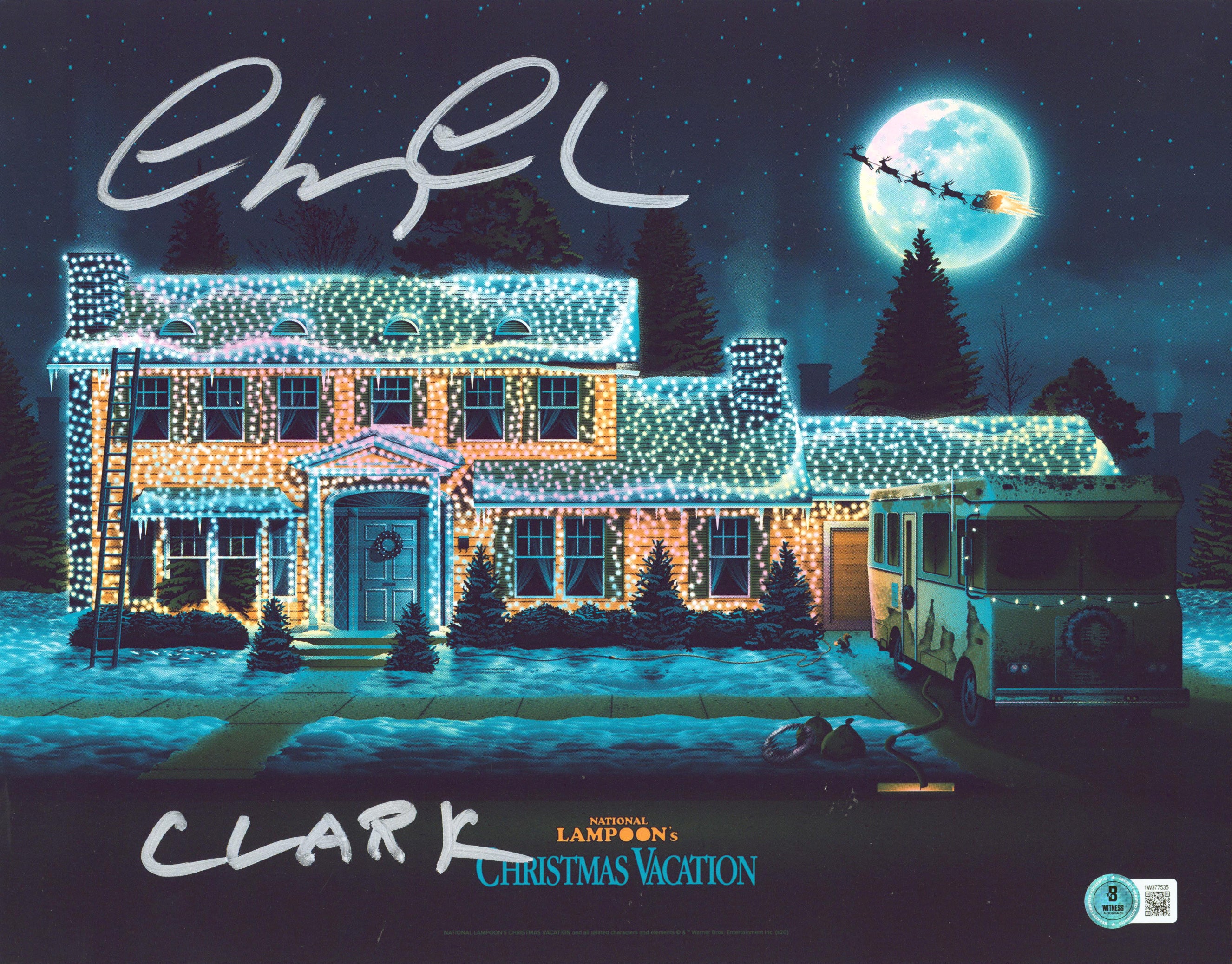 Chevy Chase Christmas Vacation "Clark" Signed 11x14 Photo BAS Wit #1W377535