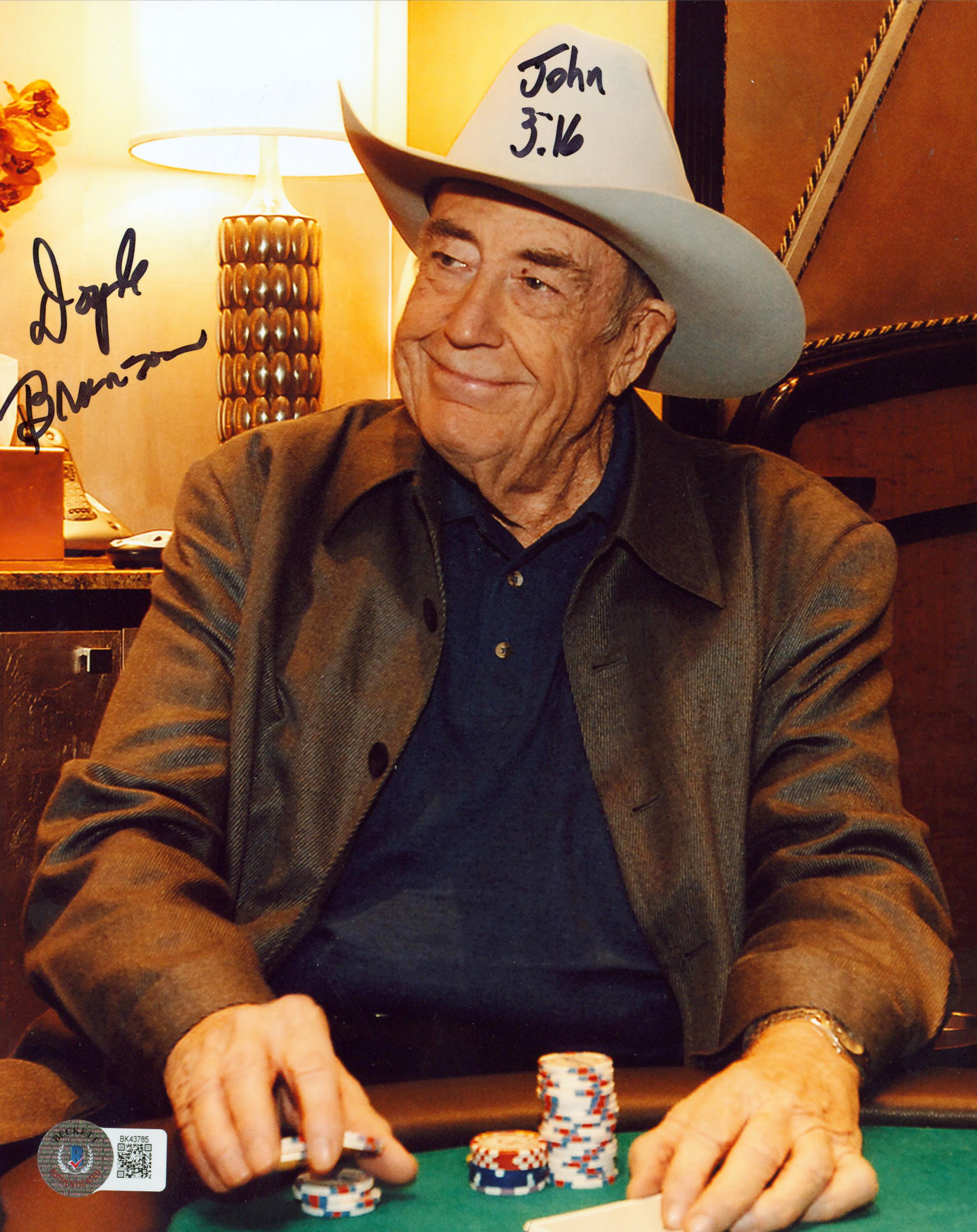 Doyle Brunson "John 3:16" Authentic Signed 8x10 Photo Autographed BAS #BK43785