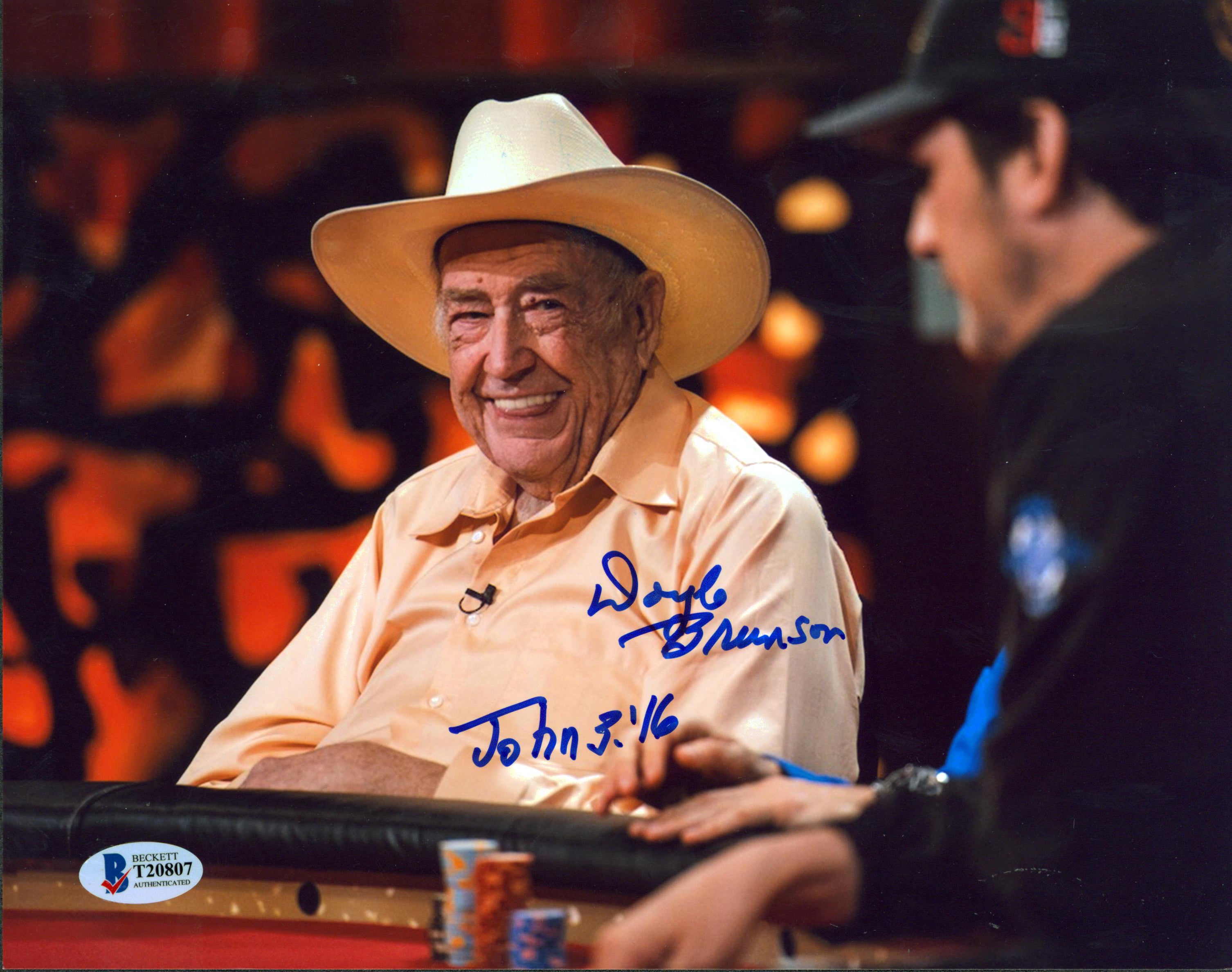 Doyle Brunson John 3:16 Authentic Signed 8x10 Photo Autographed BAS #T20807