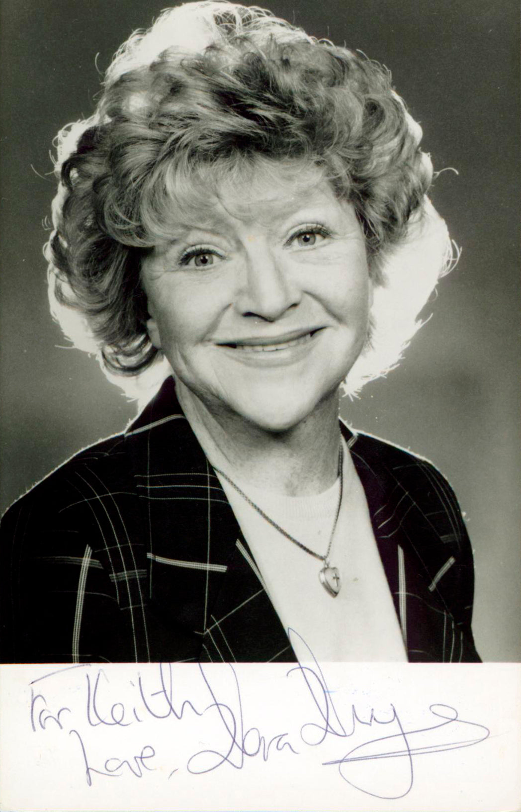 Dora Bryan A Taste of Honey "For Keith Love" Signed 3.5x5.5 Photo BAS #BM38102