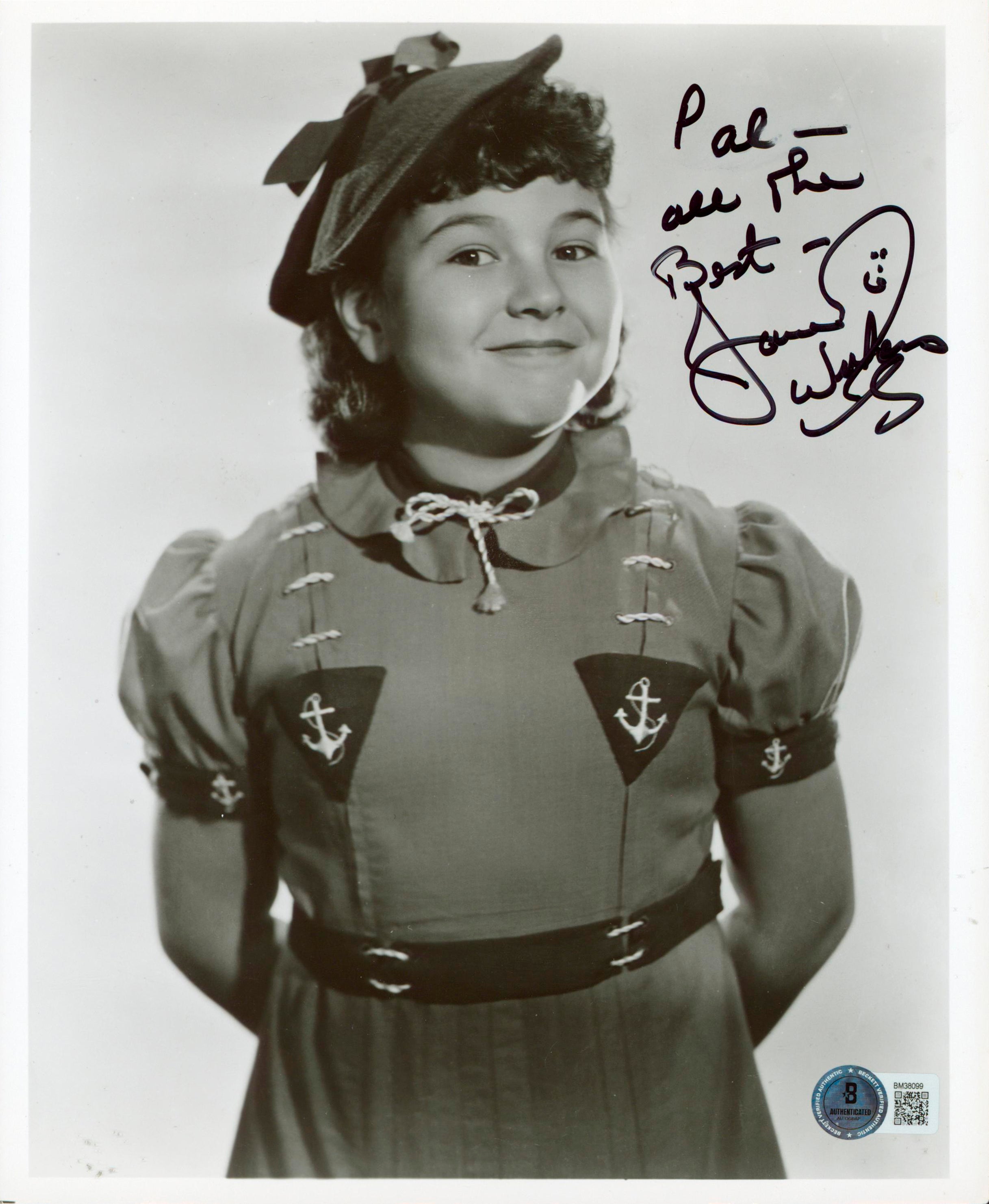Jane Withers Giant "Pal all the Best" Signed 8x10 Photo Autographed BAS #BM38099