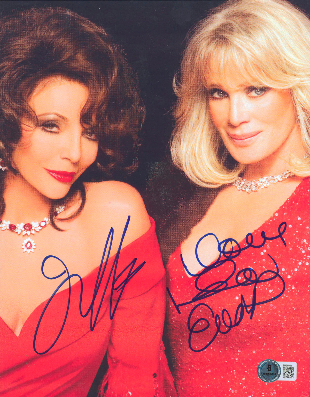 Joan Collins & Linda Evans Dynasty Authentic Signed 8x10 Photo BAS #BM38041