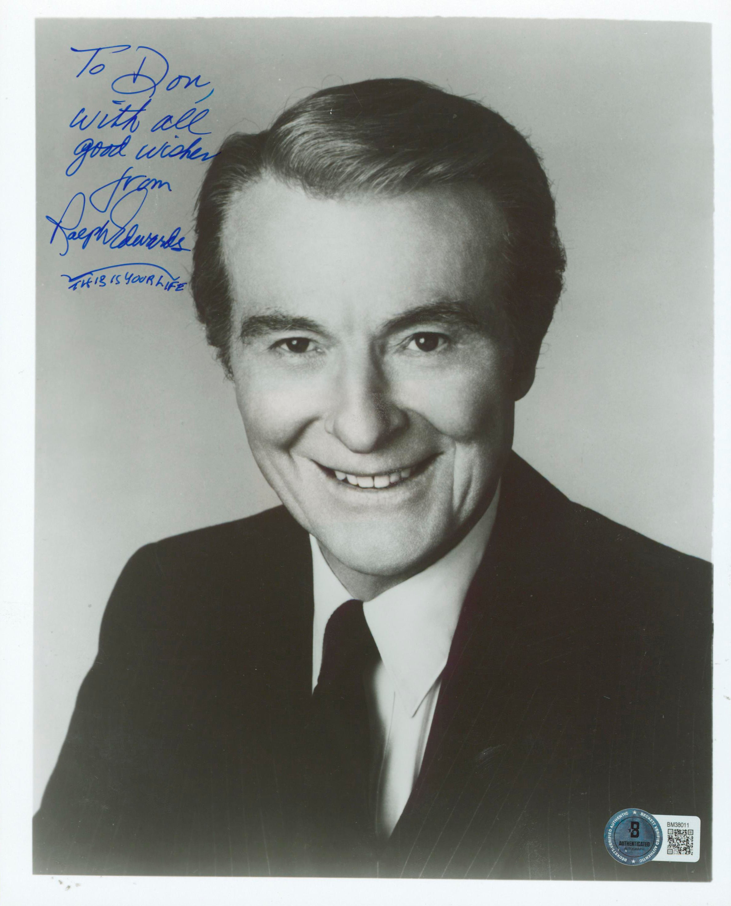 Ralph Edwards Truth or Consequences Signed 8x10 Photo BAS #BM38011