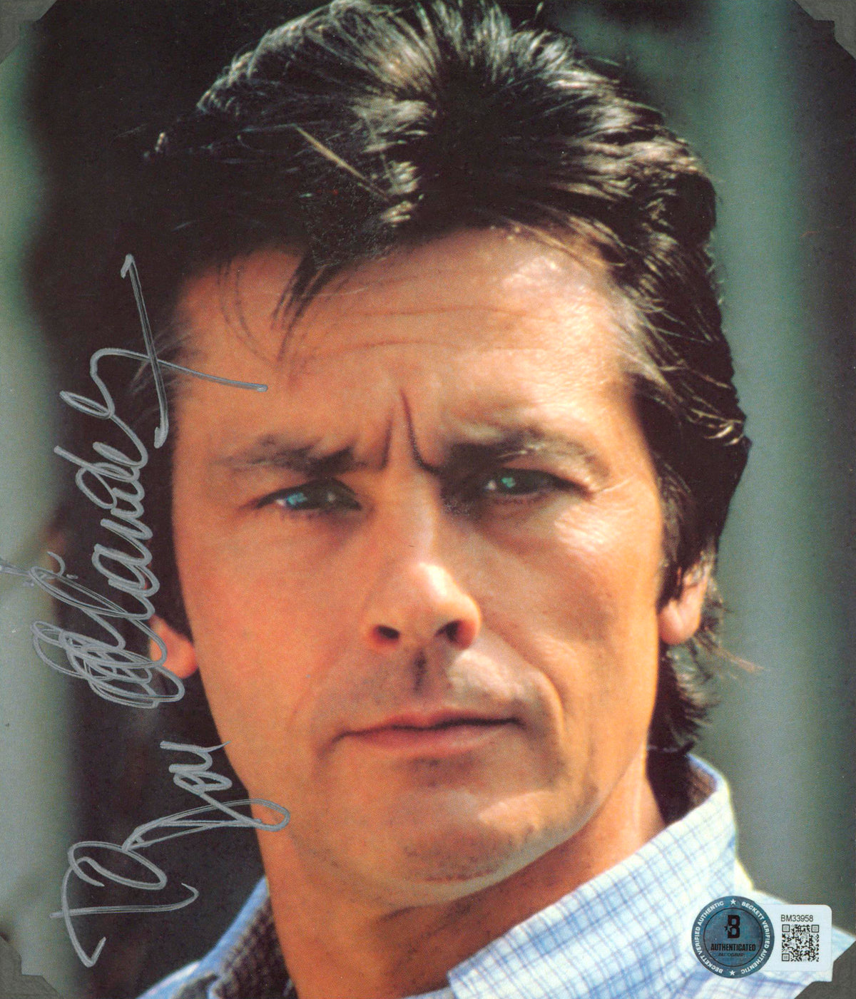 Alain Delon Notre histoire Authentic Signed 8x10 Photo BAS #BM33958