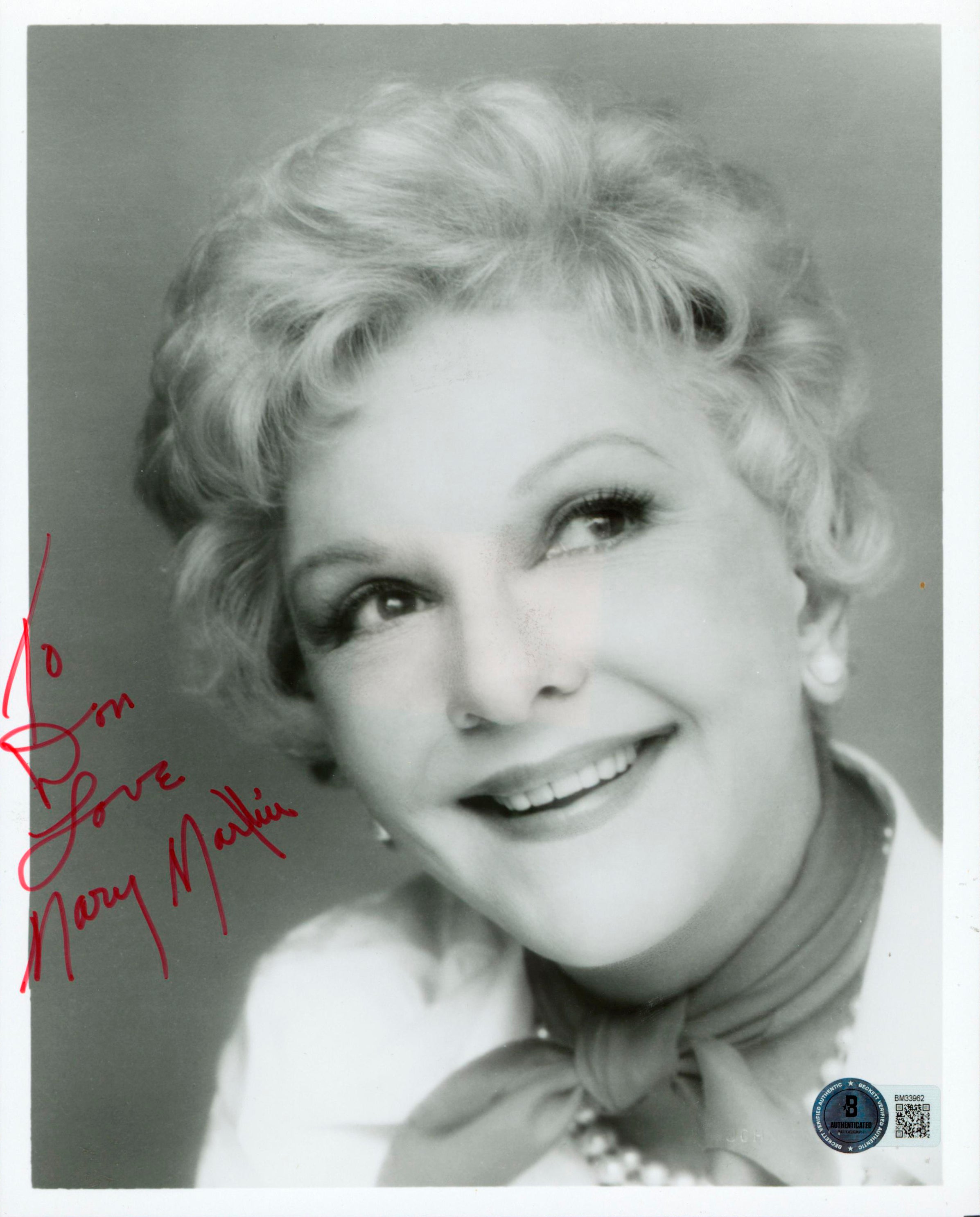 Mary Martin Peter Pan "Love" Authentic Signed 8x10 Photo BAS #BM33962