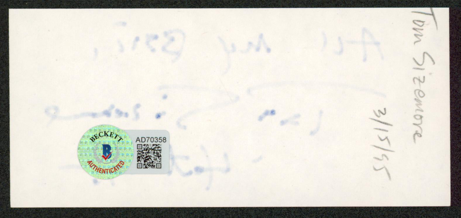 Tom Sizemore Saving Private Ryan Signed 2.25x5 Cut Signature BAS #AD70358