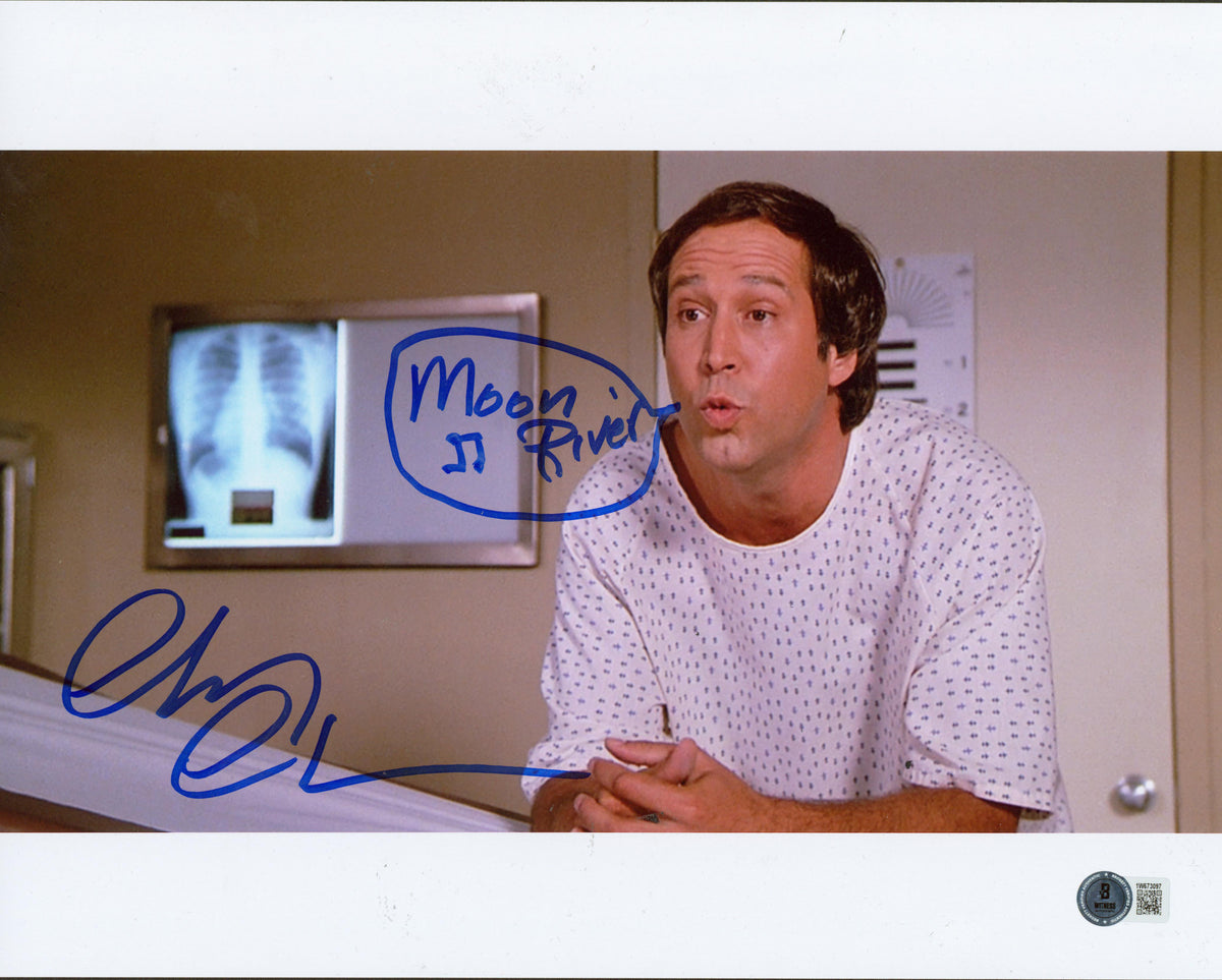 Chevy Chase Fletch "Moon River" Authentic Signed 11x14 Photo BAS Wit #1W673097
