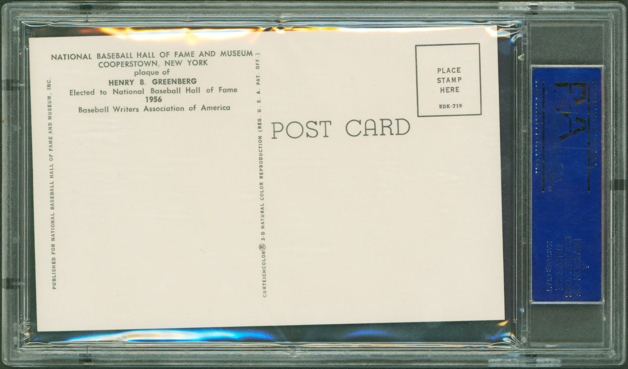 Tigers Hank Greenberg Signed 1964 - Date HOF Yellow 3.35x5.25 Postcard PSA Slabbed