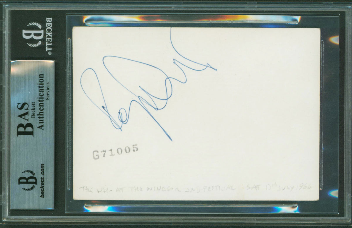 The Who (4) Moon, Townshend, Daltrey, Entwistle Signed 3.5x5 Photo BAS Slabbed