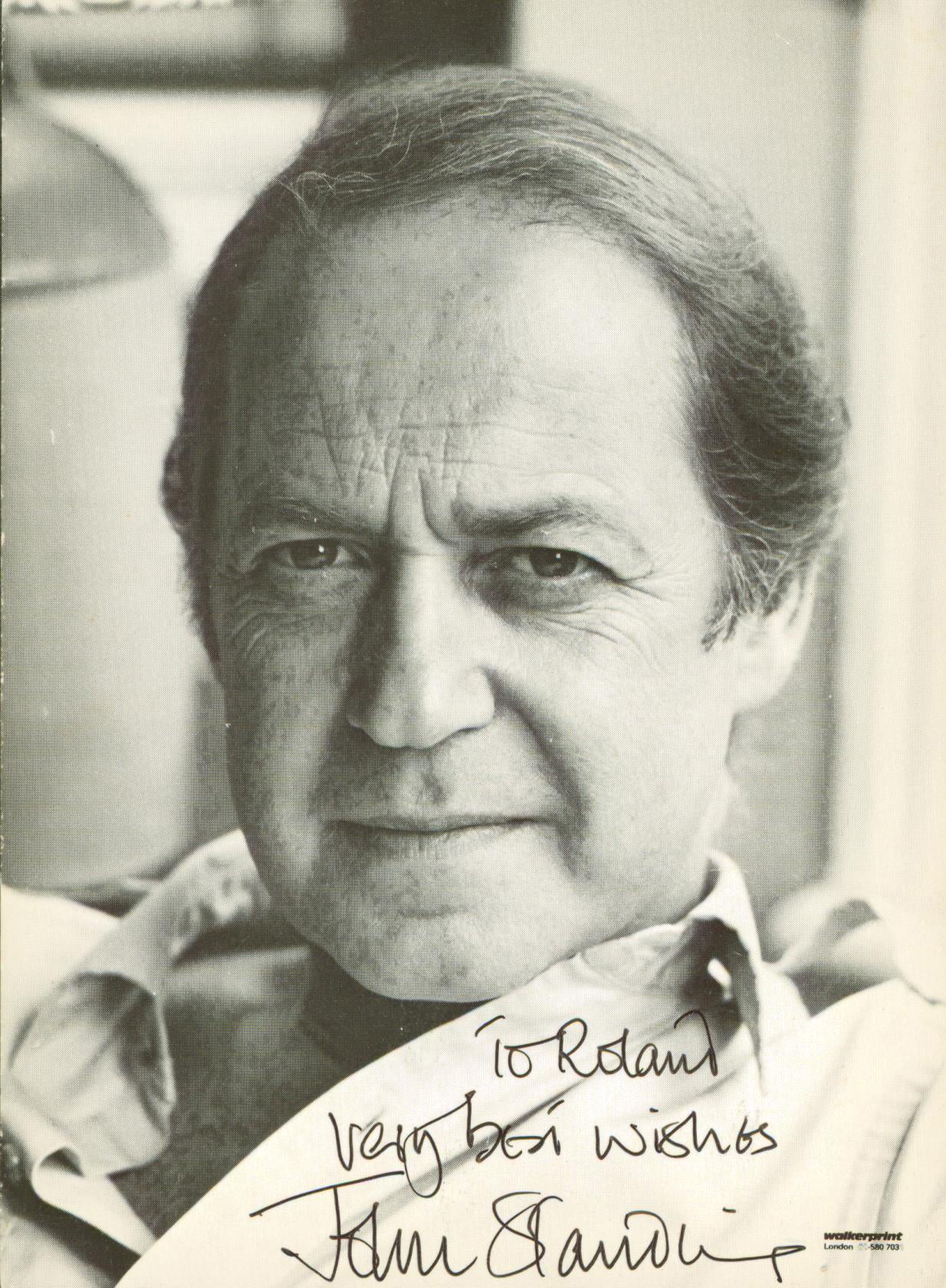 John Standing V for Vendetta "To Roland" Signed 4x5.5 Photo BAS #BM03258