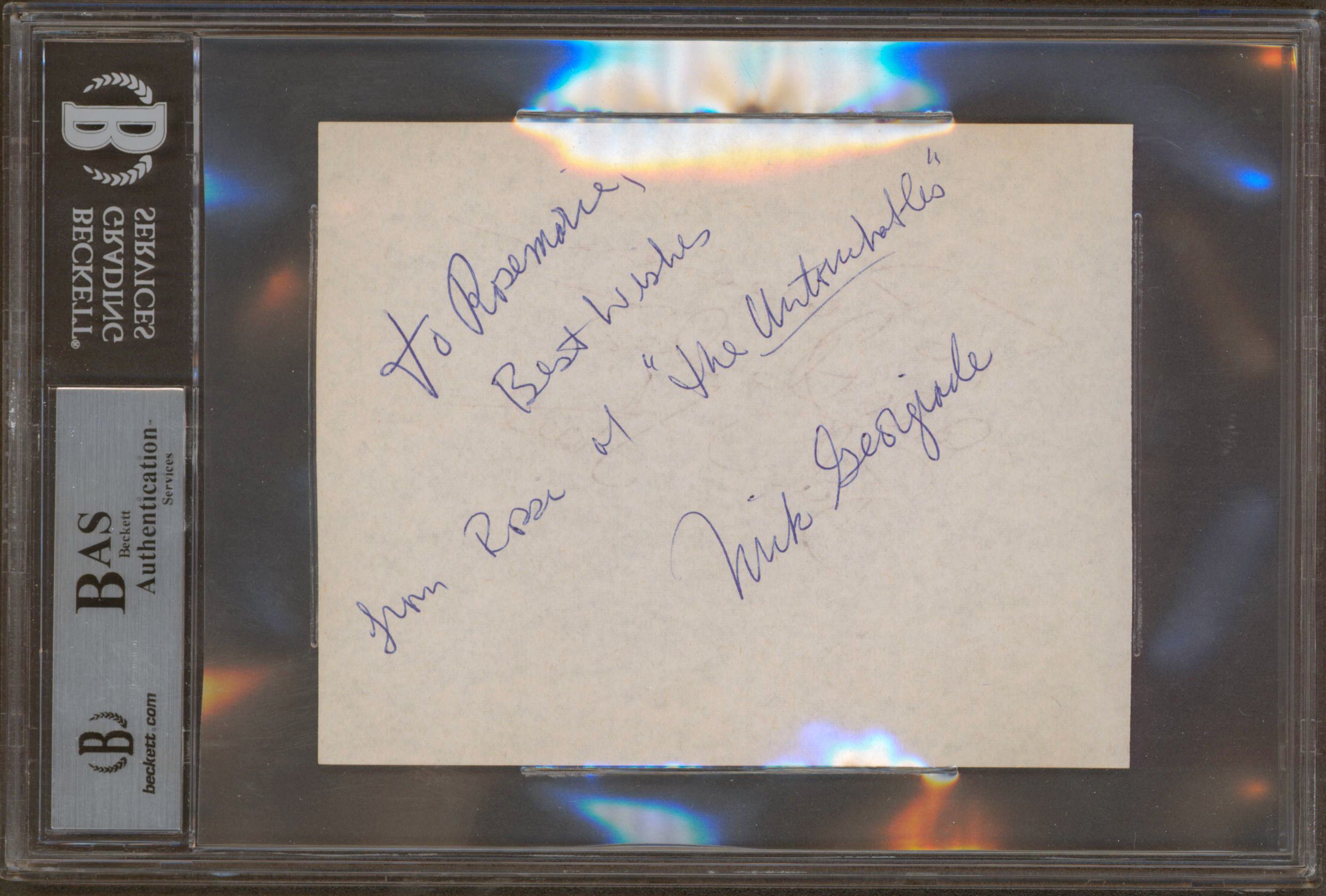 Robert Stack "All The Best" Authentic Signed 4.5x5.5 Cut Signature BAS Slabbed