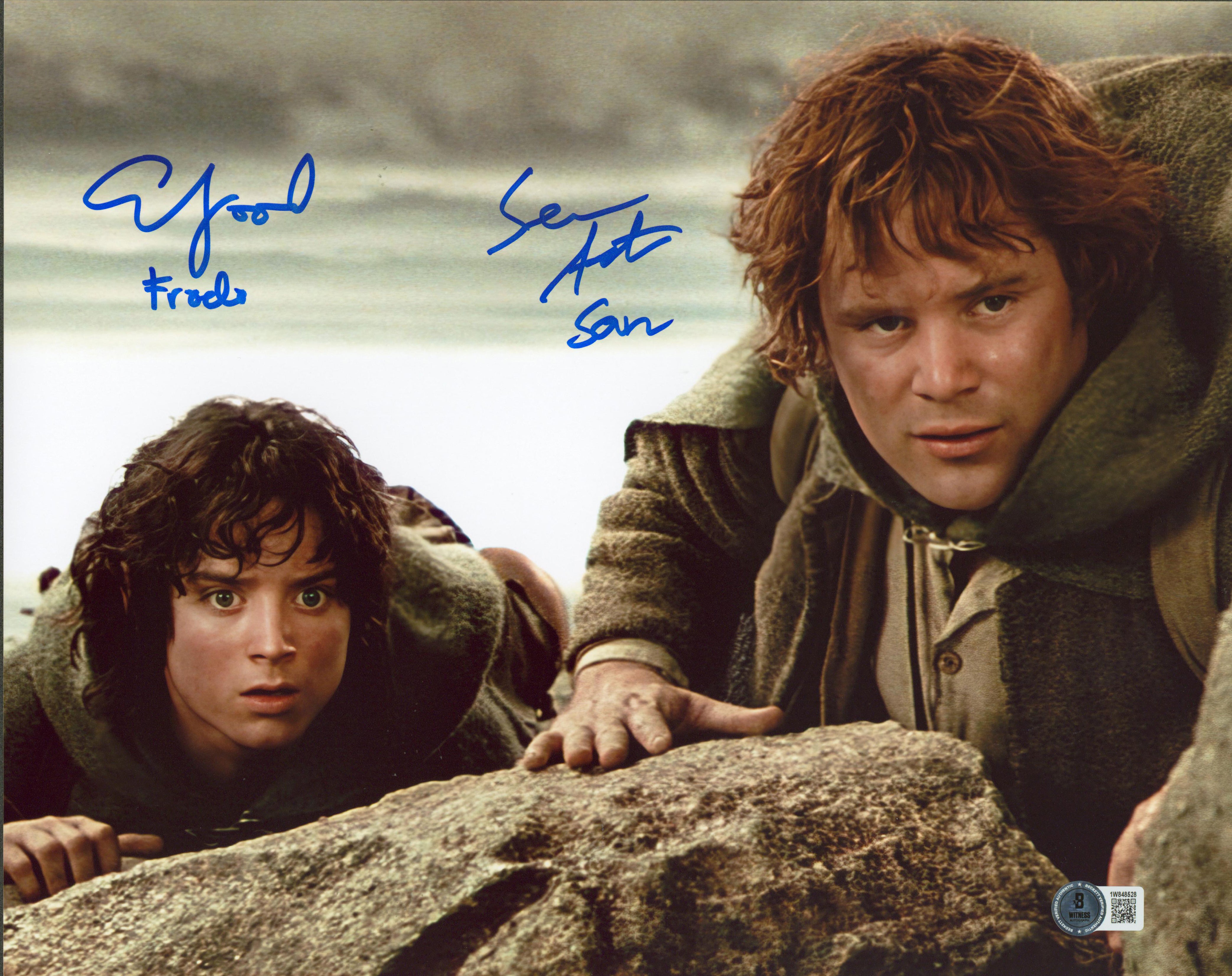 Elijah Wood & Sean Astin Lord of the Rings Signed 11x14 Horizontal Photo BAS Wit