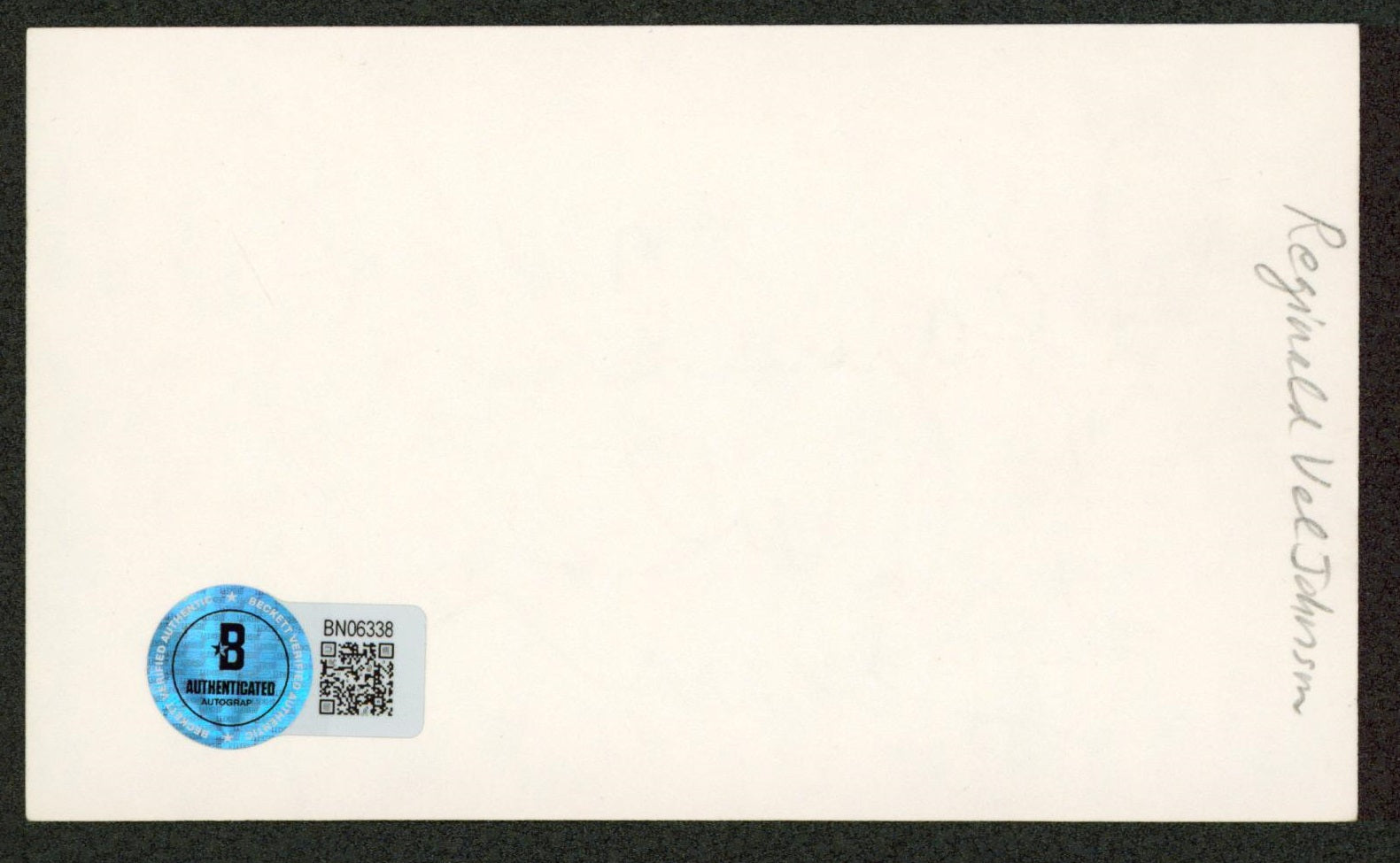 Reginald VelJohnson Family Matters Authentic Signed 3x5 Index Card BAS #BN06338