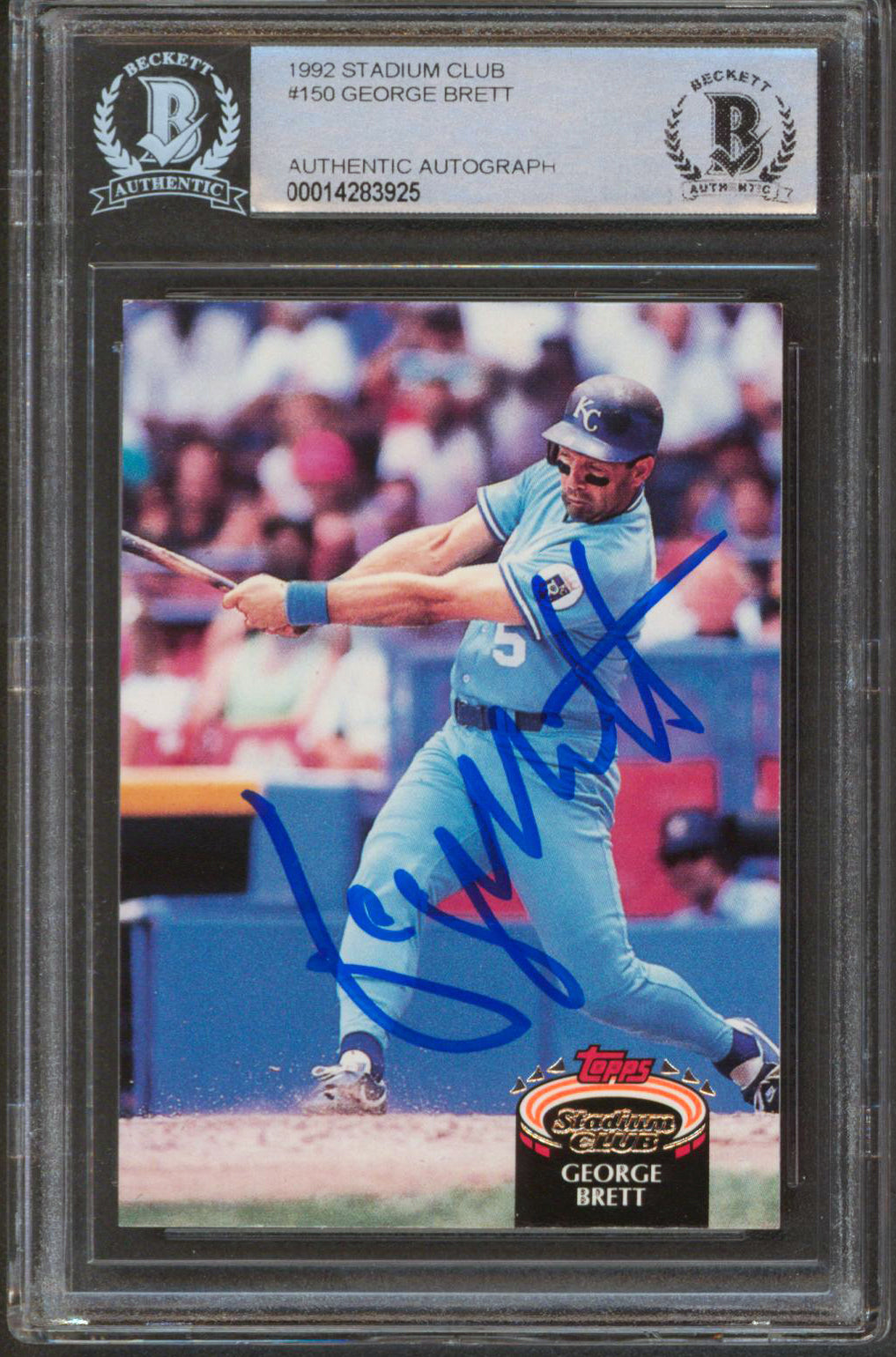 Royals George Brett Authentic Signed 1992 Stadium Club #150 Card BAS Slabbed
