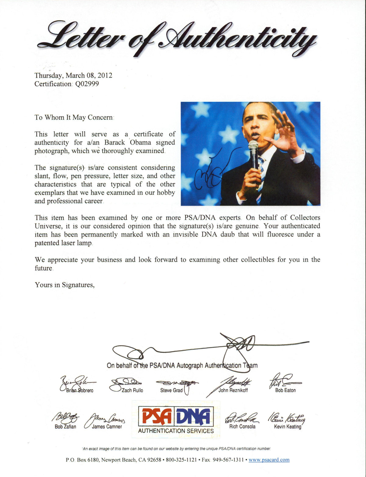 Barack Obama Authentic Signed 8x10 Horizontal Photo Autographed PSA/DNA #Q02999
