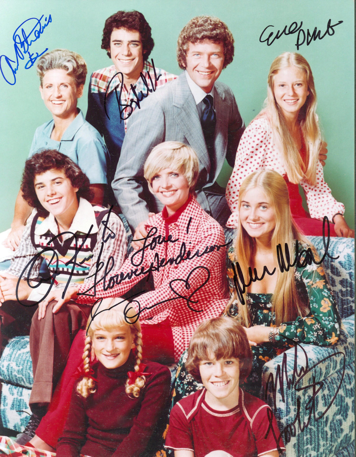 The Brady Bunch (8) Henderson, Williams, Olsen +5 Signed 11x14 Photo JSA #Z20862