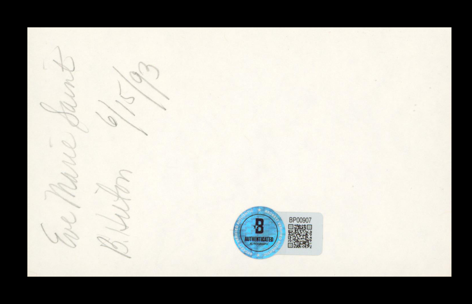 Eva Marie Saint North by Northwest Authentic Signed 3x5 Index Card BAS #BP00907