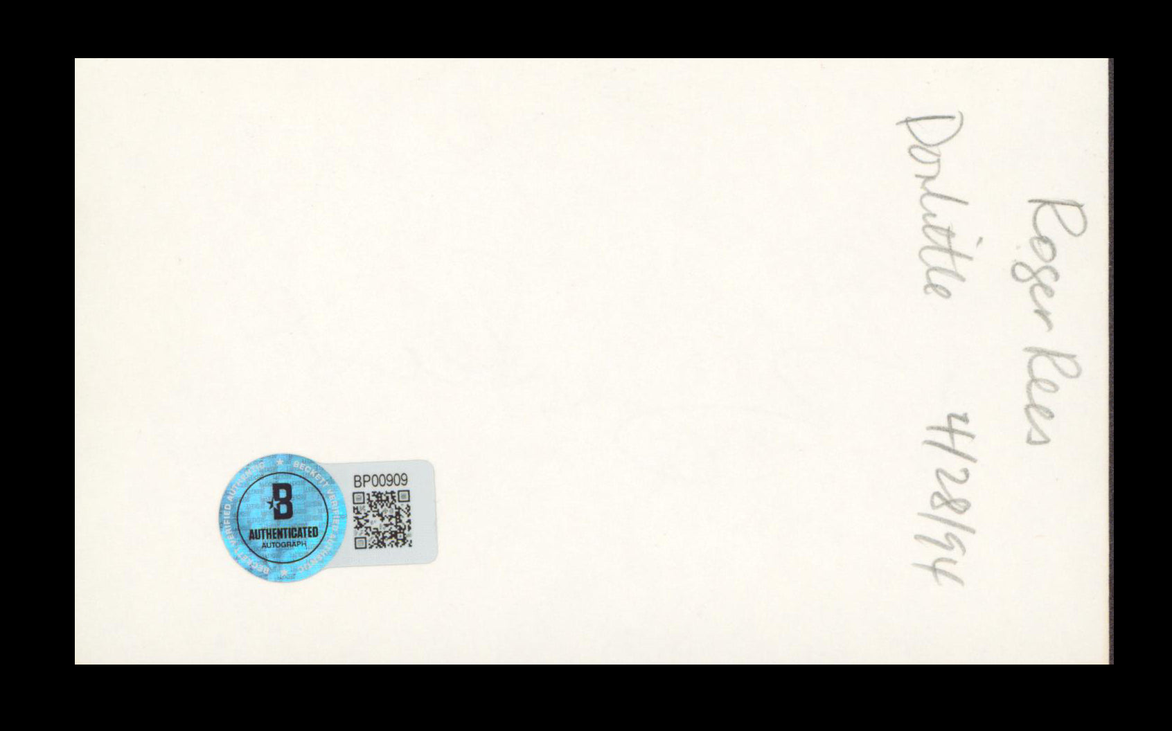 Roger Rees Robin Hood Men in Tights Authentic Signed 3x5 Index Card BAS #BP00909