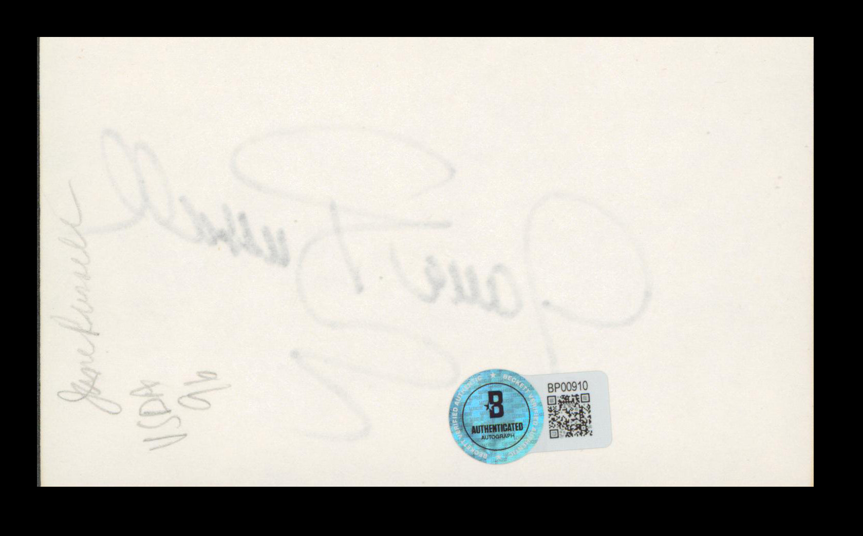 Jane Russell Gentlemen Prefer Blondes Signed 3x5 Index Card BAS #BP00910