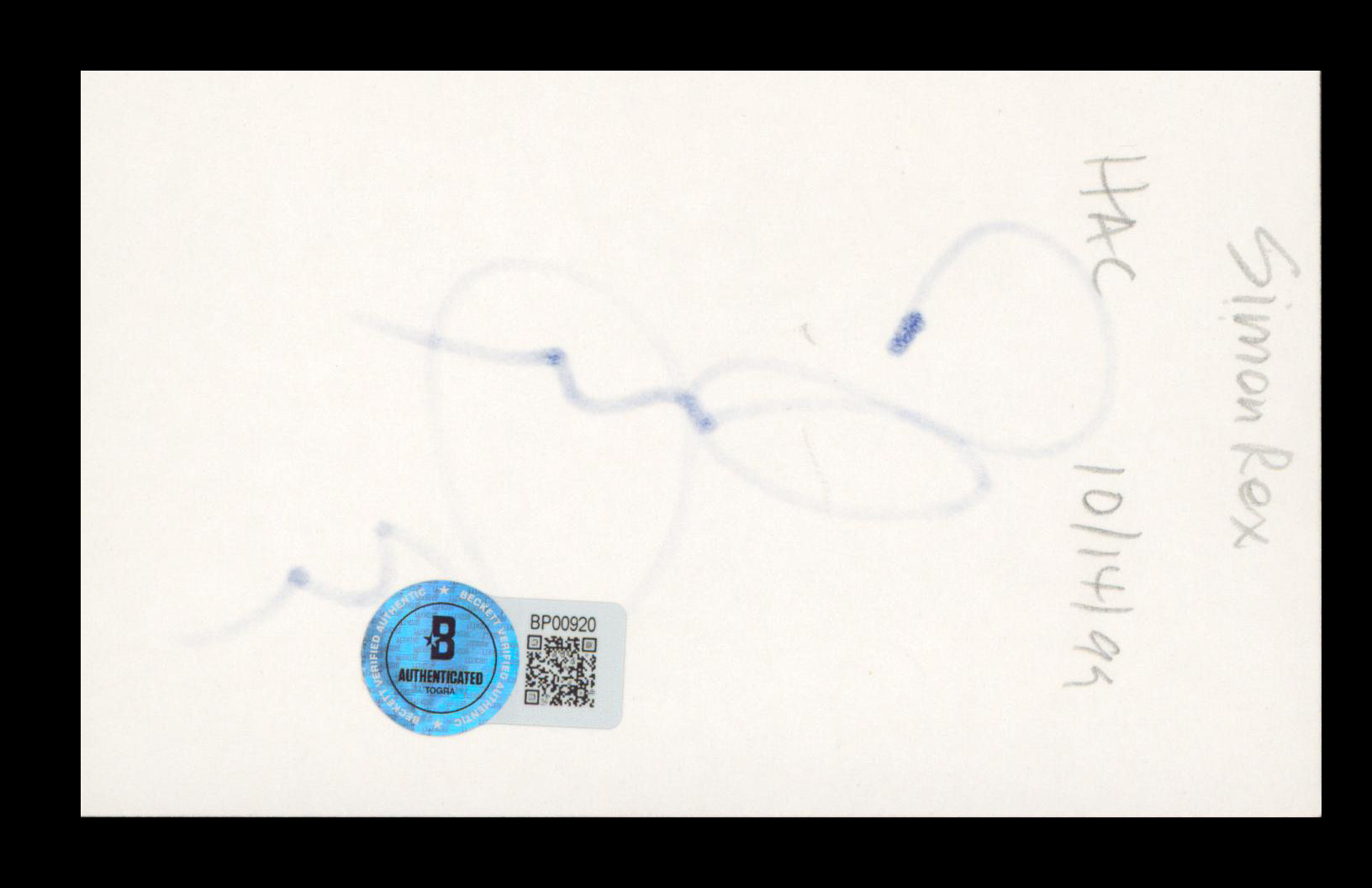 Simon Rex What I Like About You Authentic Signed 3x5 Index Card BAS #BP00920