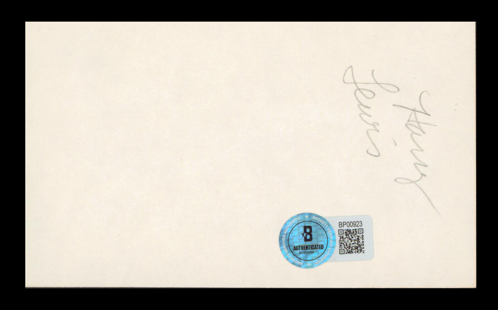 Harry Lewis Key Largo Authentic Signed 3x5 Index Card Autographed BAS #BP00923