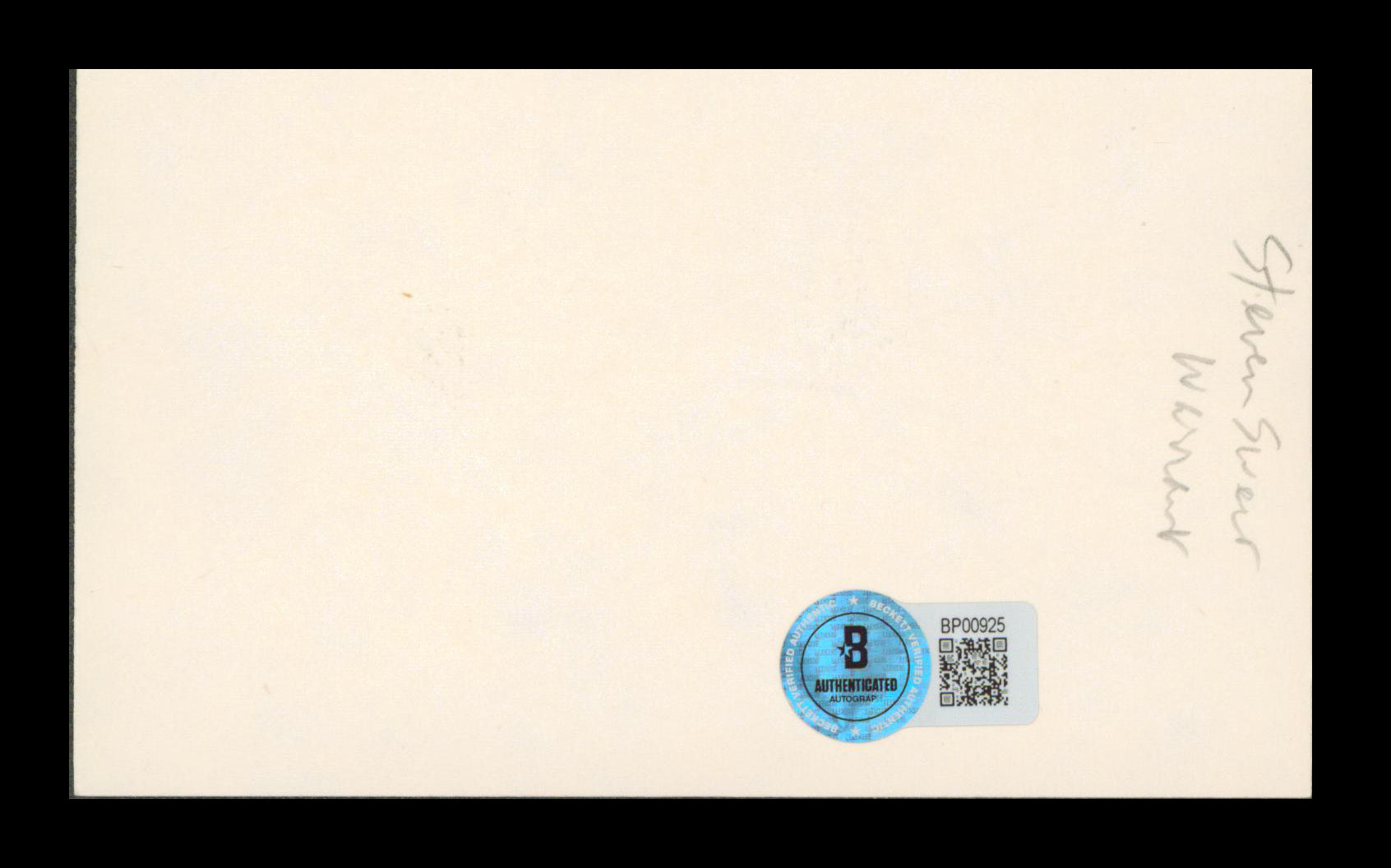Steven Sweet Warrant Authentic Signed 3x5 Index Card Autographed BAS #BP00925