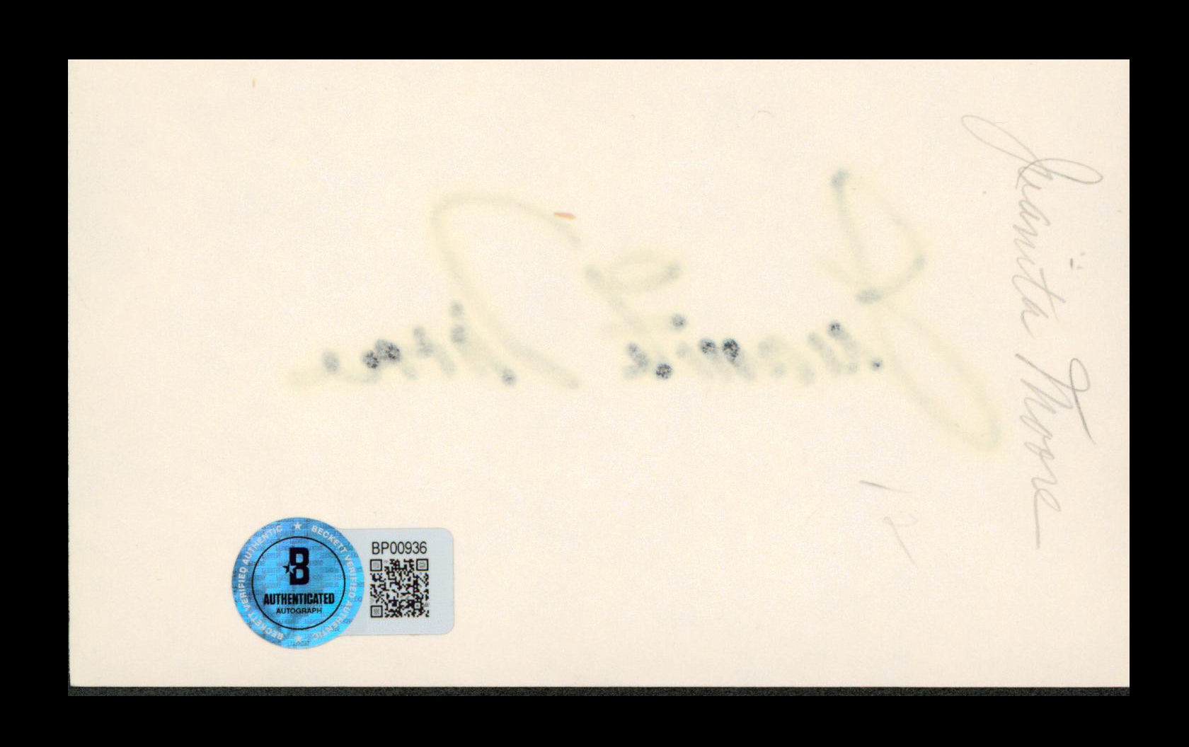 Juanita Moore Imitation of Life Authentic Signed 3x5 Index Card BAS #BP00936