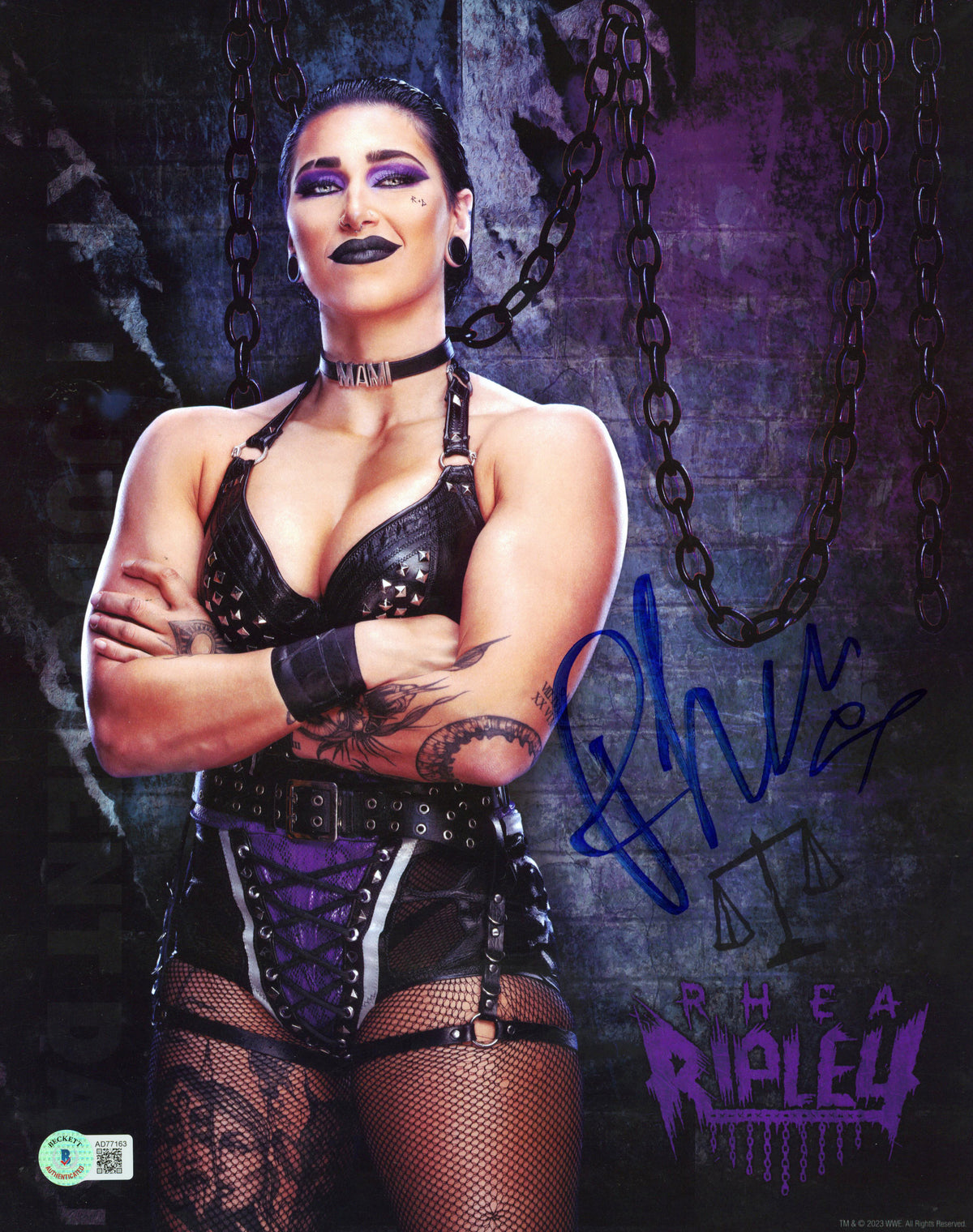Rhea Ripley WWE Authentic Signed 11x14 Photo Autographed BAS #AD77163