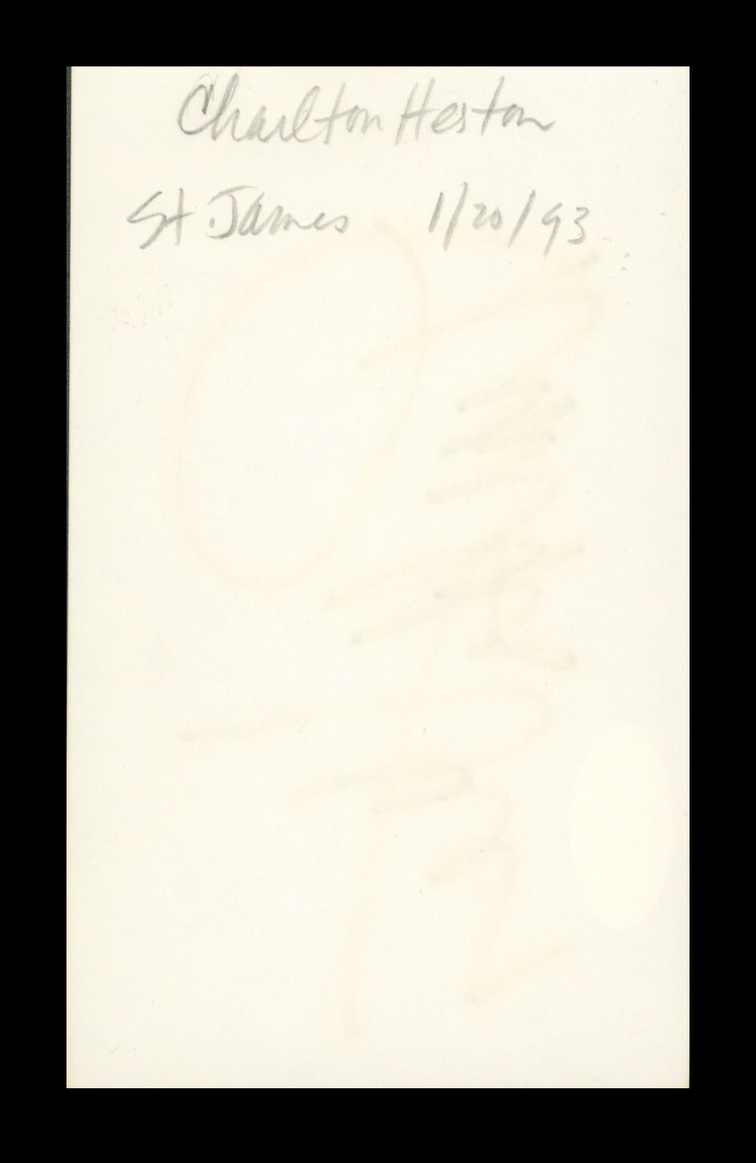 Charlton Heston Ben-Hur Authentic Signed 3x5 Index Card Autographed JSA #AX48067