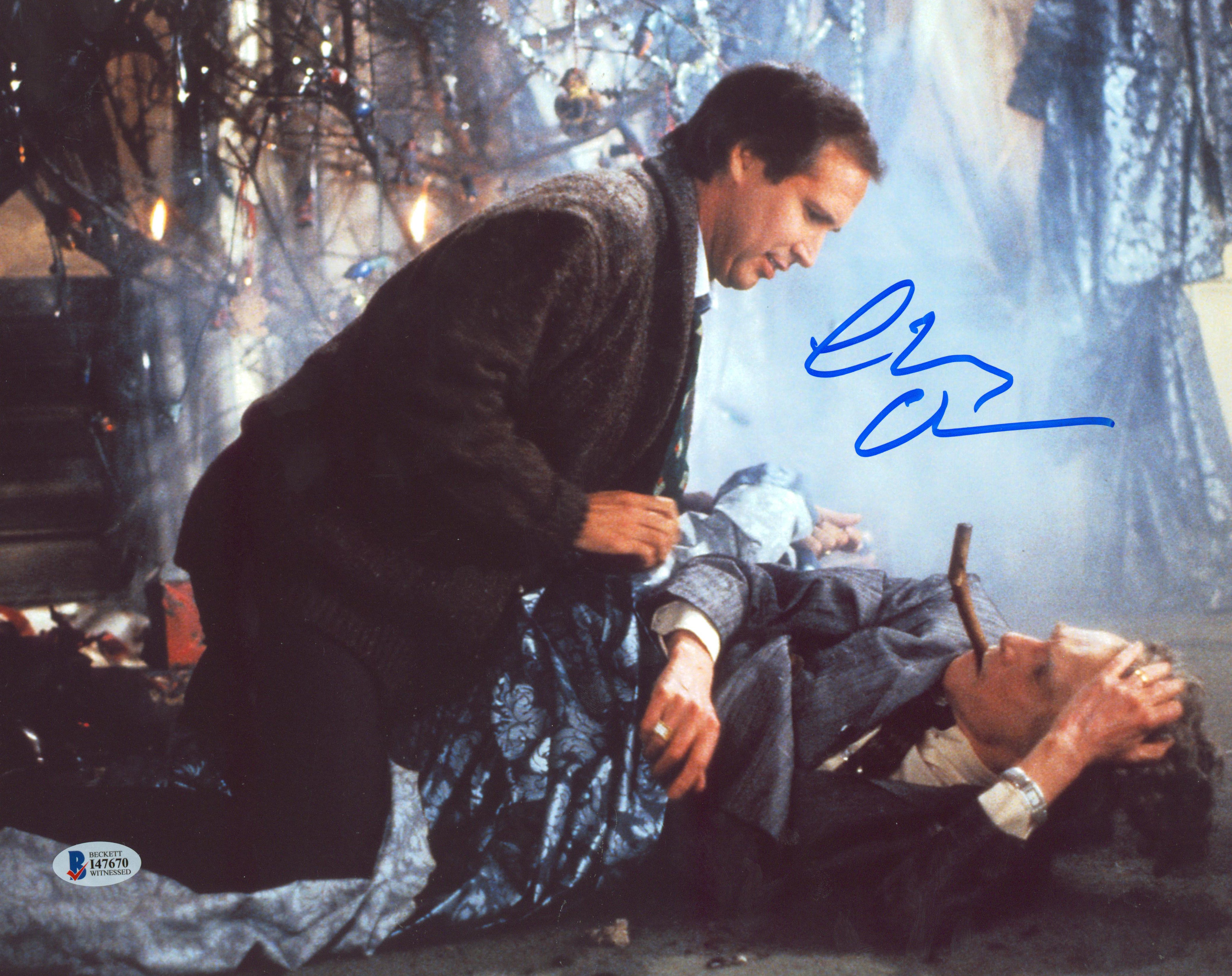 Chevy Chase Christmas Vacation Signed 11x14 Horizontal w/ Lewis Photo BAS